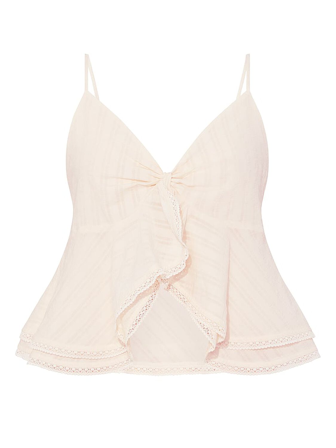 vs Pink High-Low Lace-Trim Ruffle Cami Winter White 3 of 3 