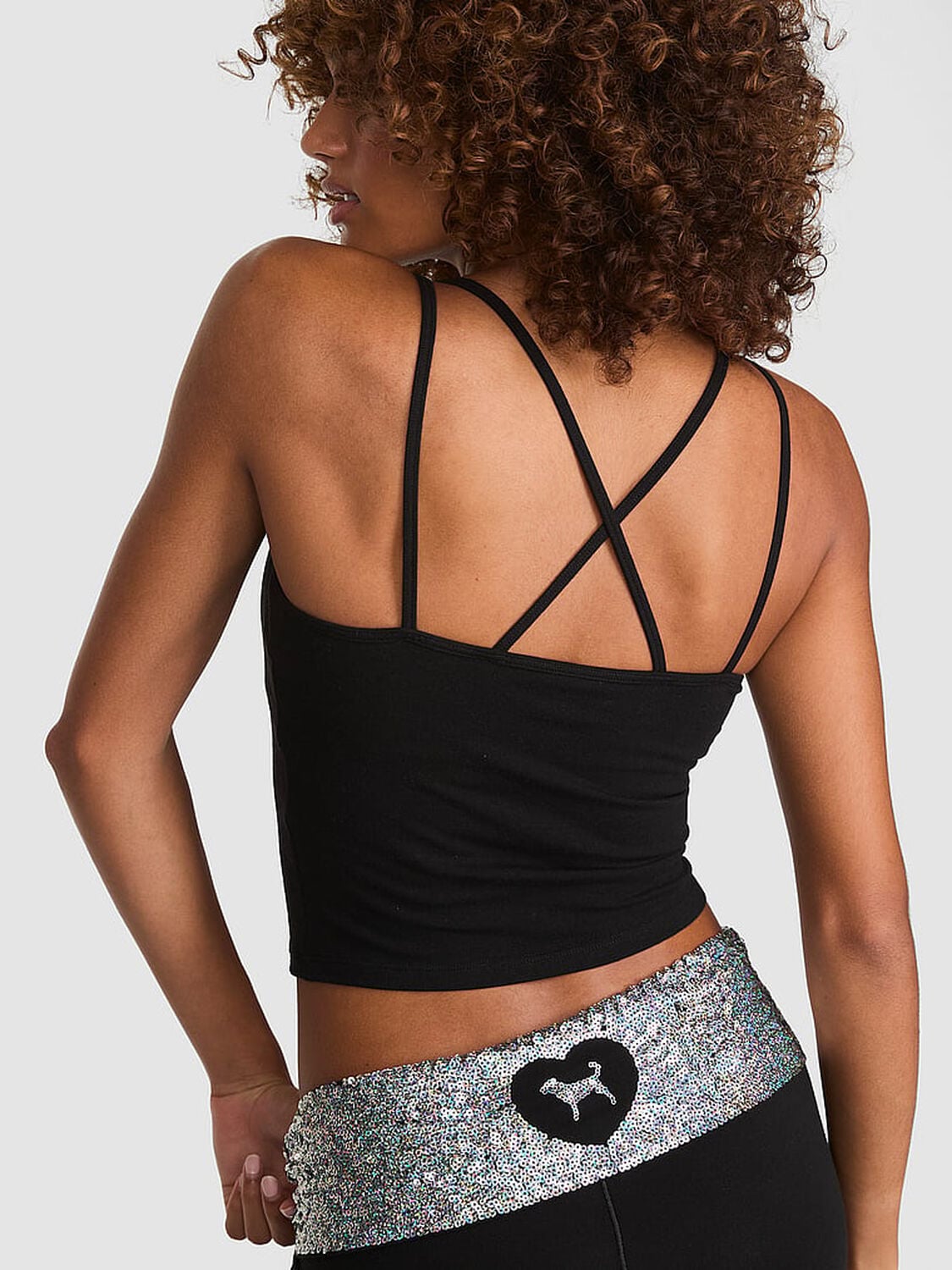 vs Pink All-Day Cotton&trade; Strappy Tank Top Black 2 of 2 