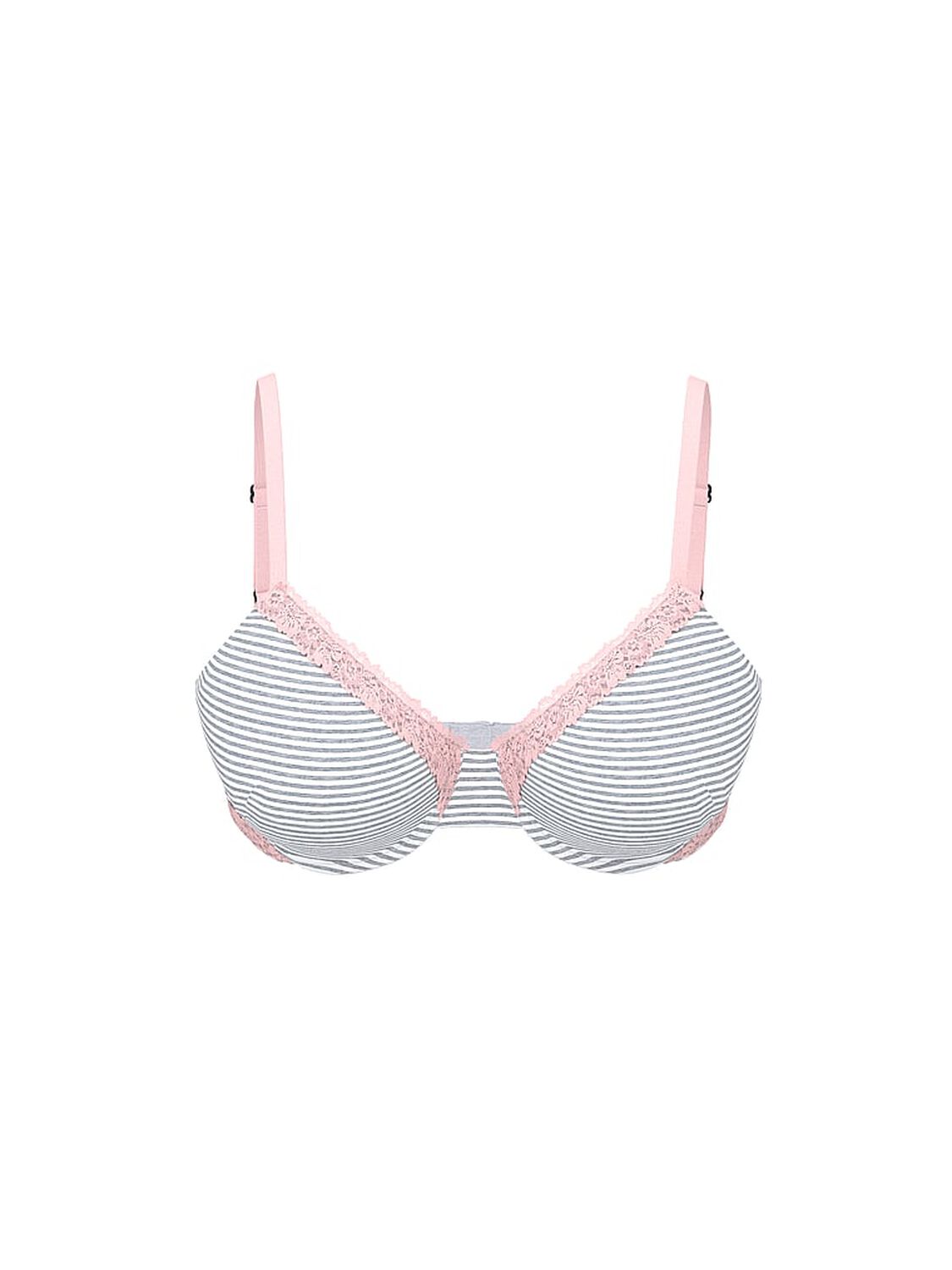 vs Pink Wear Everywhere Wear Everywhere Push-Up Bra Meadium Heather Grey Stripe 3 of 3 