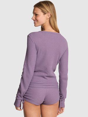 Waﬄe Knit Long-Sleeve Top