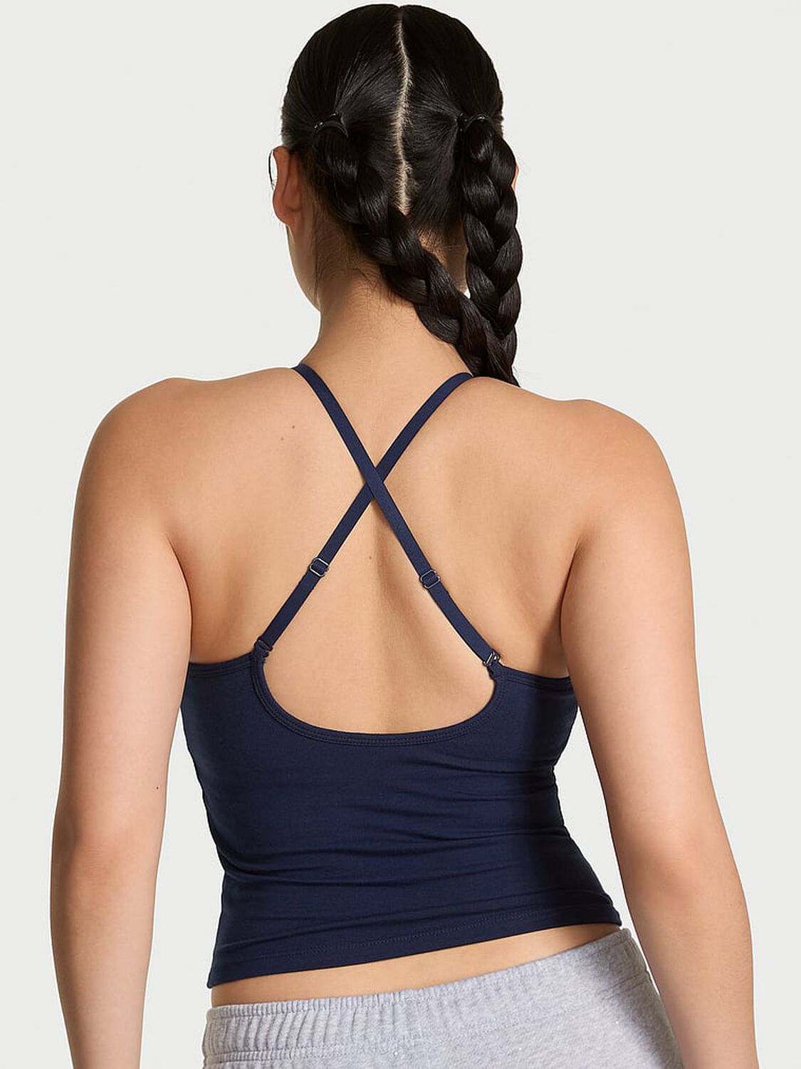 vs Pink All-Day Cotton High-Neck Bra Tank Noir Navy Pearl 2 of 2 