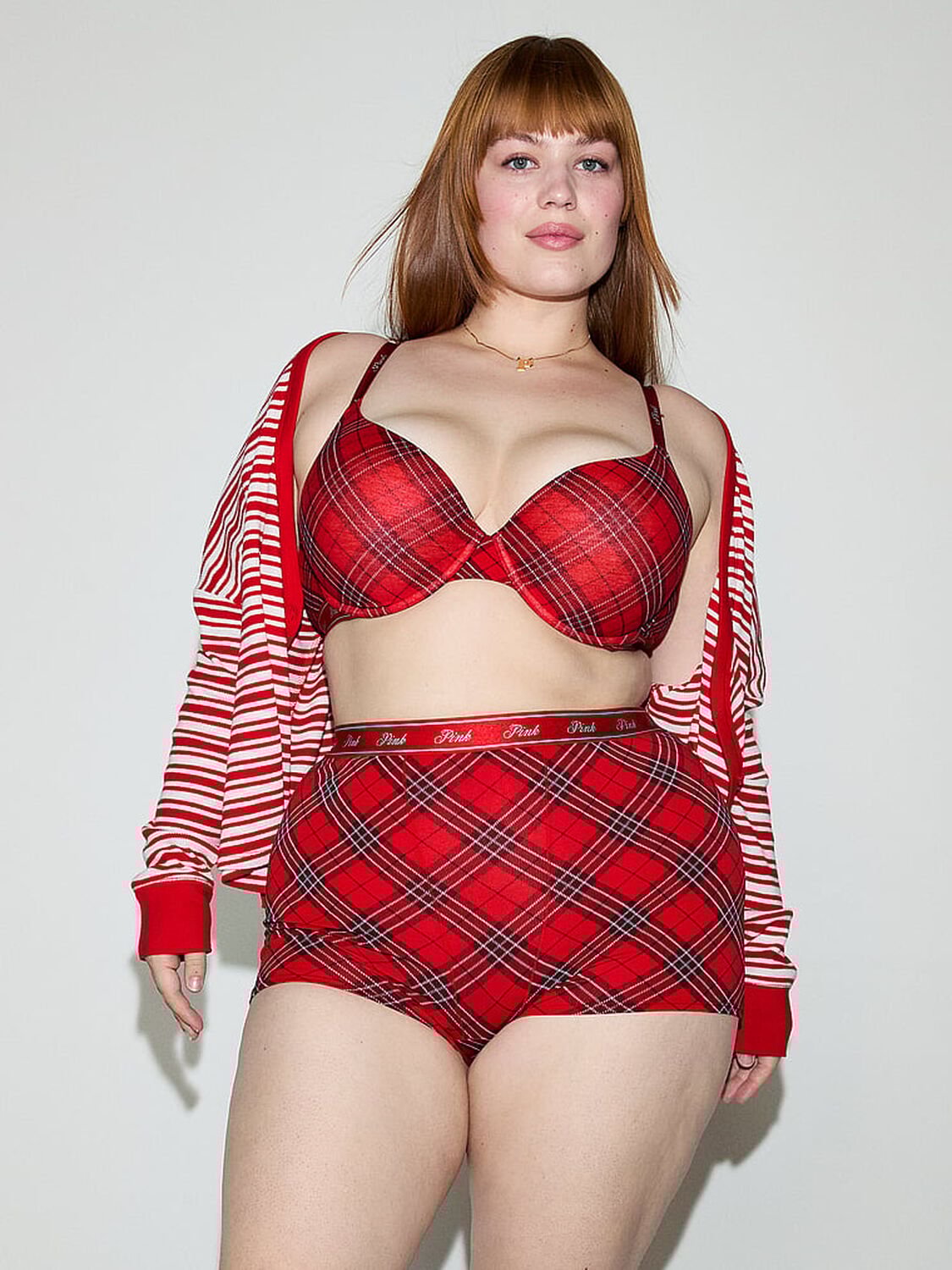 vs Pink Wear Everywhere Wear Everywhere Push-Up Bra Red Plaid Print 3 of 3 