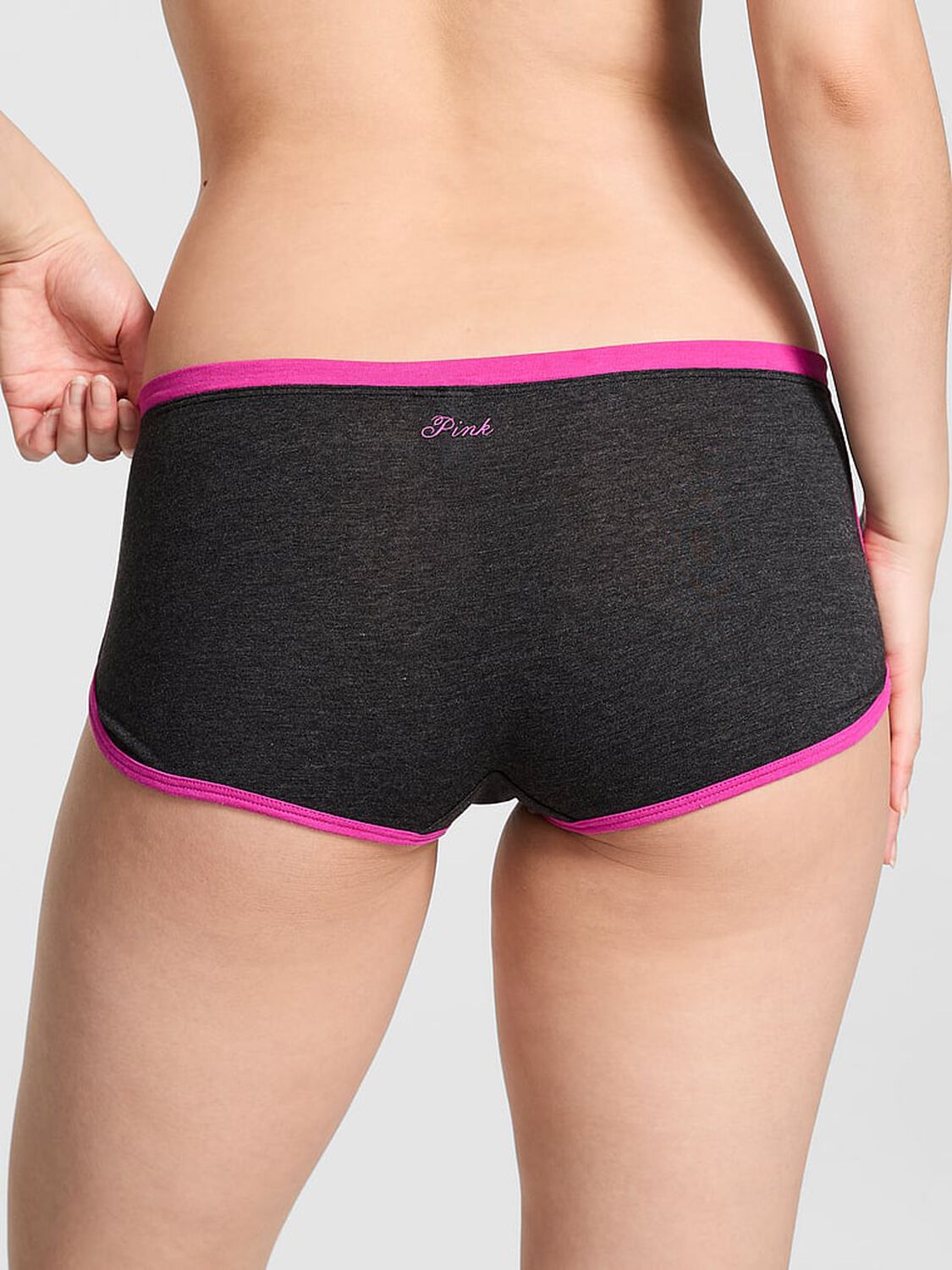 vs Pink Cotton Dorm Boyshort Panty Heather Charcoal&nbsp;/&nbsp;Pink Fire Graphic 2 of 2 