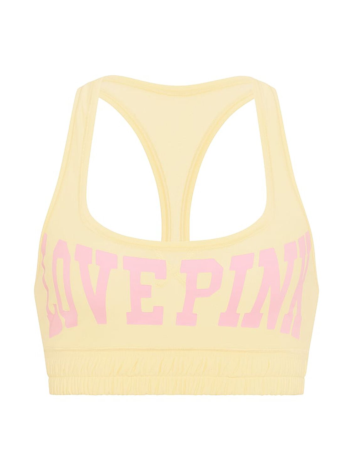 vs Pink Cotton Dorm Fleece Unlined Racerback Bralette Buttery Yellow With Logo 3 of 4 