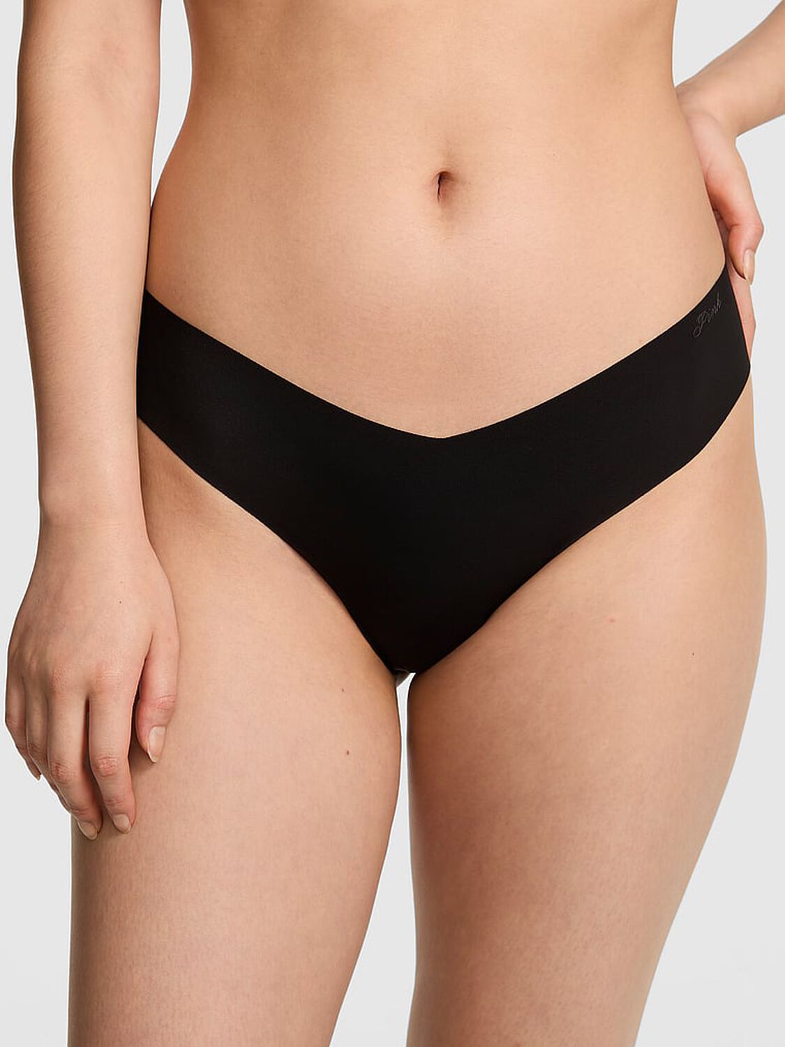 vs Pink No-Show Thong Panty Black 1 of 4 