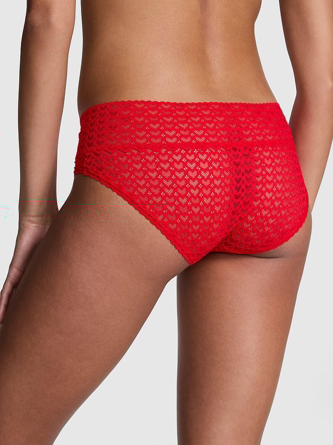 vs Pink Wink Heart Lace Hiphugger Panty Bright Vermillion 2 of 2 