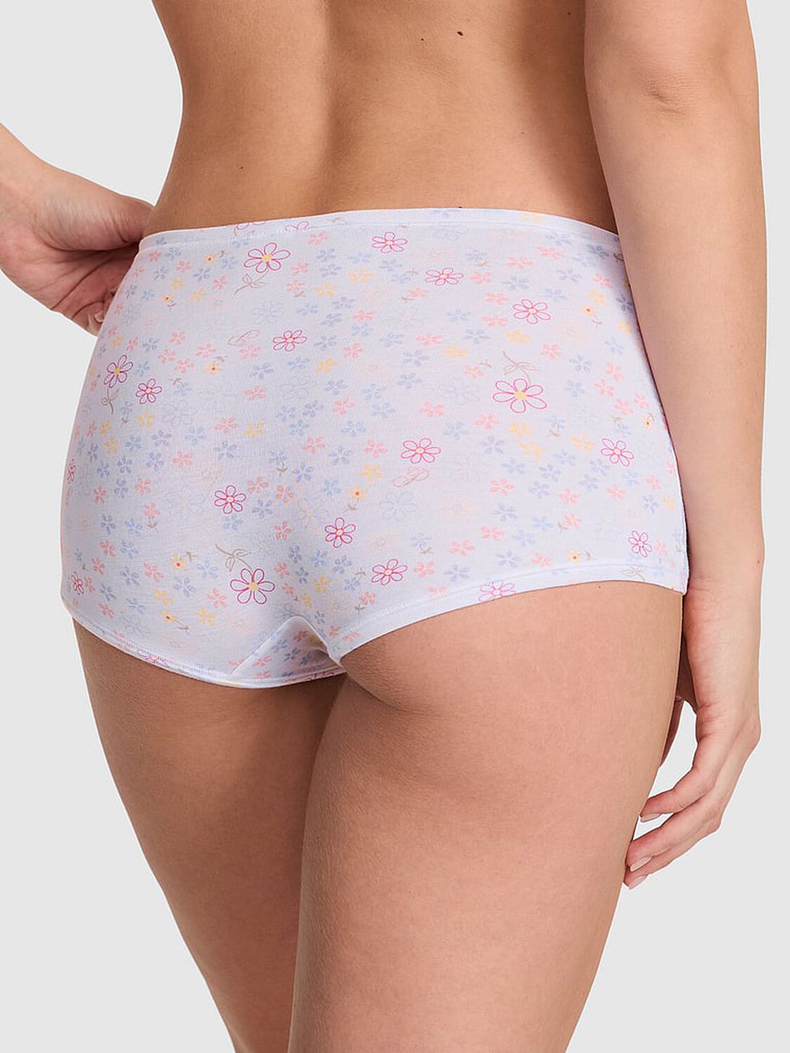 vs Pink Cotton Boyshort Panty White Floral Print 2 of 3 