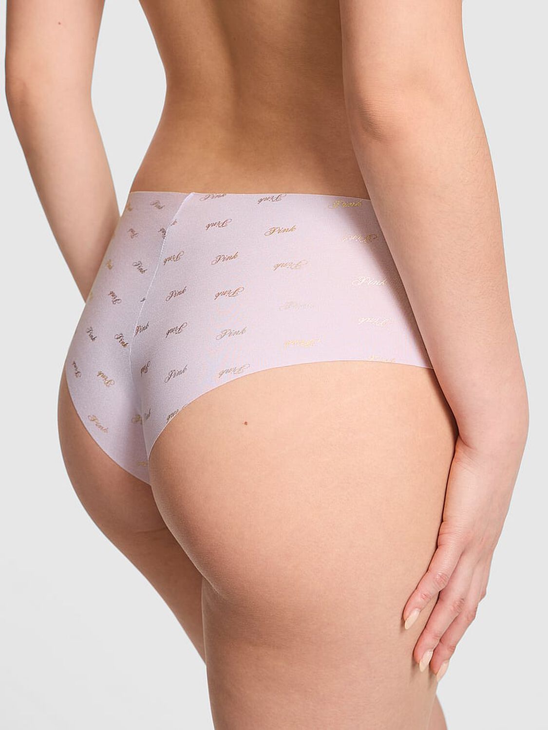 vs Pink No-Show Cheeky Panty Purple Whisper Logo Print 2 of 3 