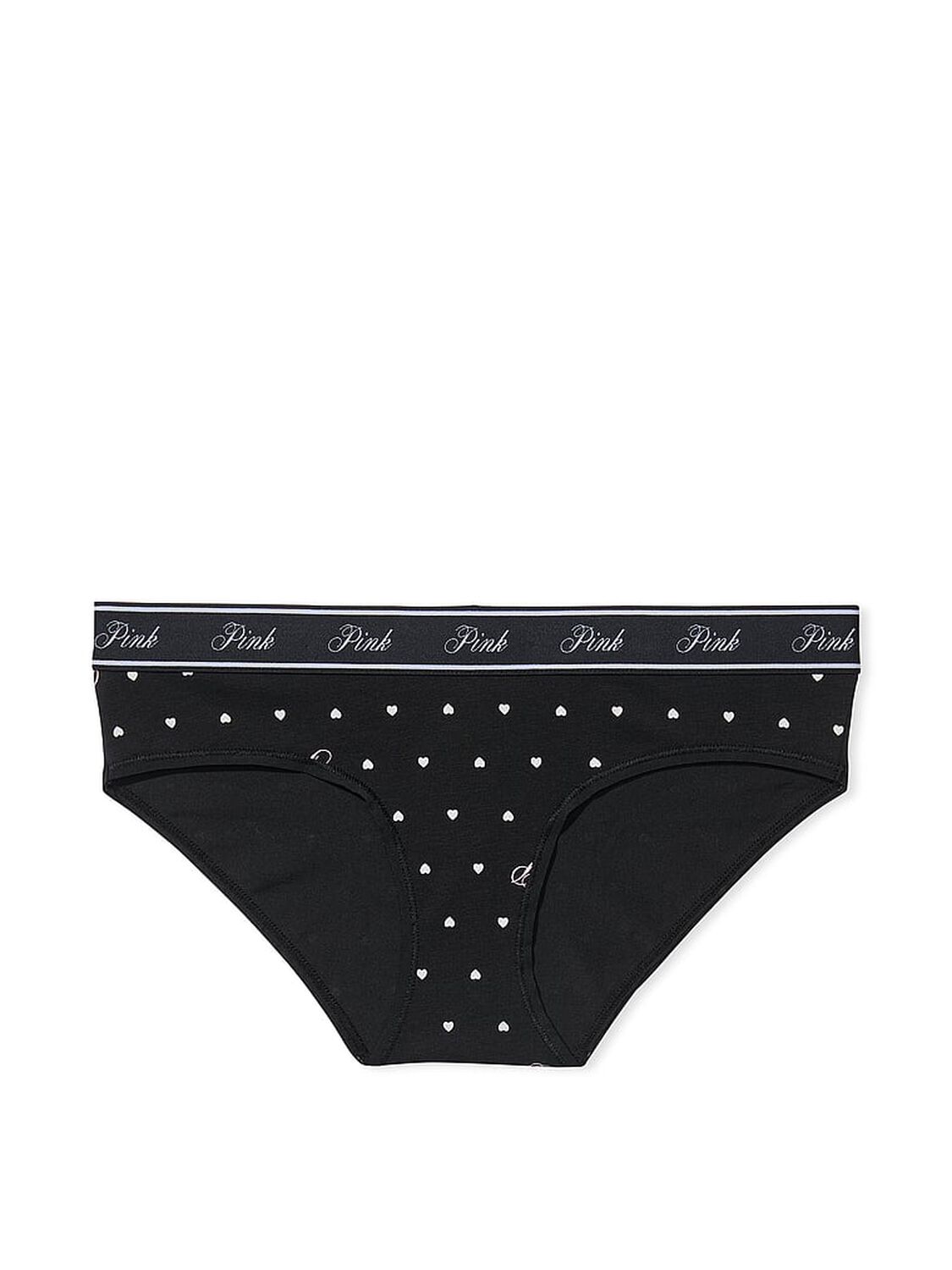vs Pink Logo Cotton Hiphugger Panty Pure Black Script Heart P Print 3 of 3 