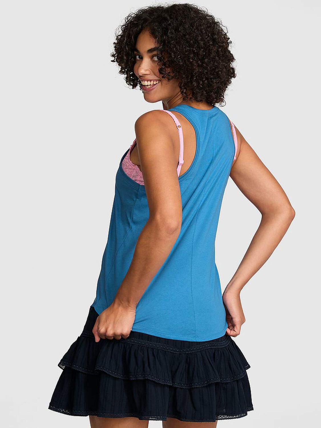 vs Pink Campus Cotton&trade; Tank Top Varsity Blue 2 of 3 