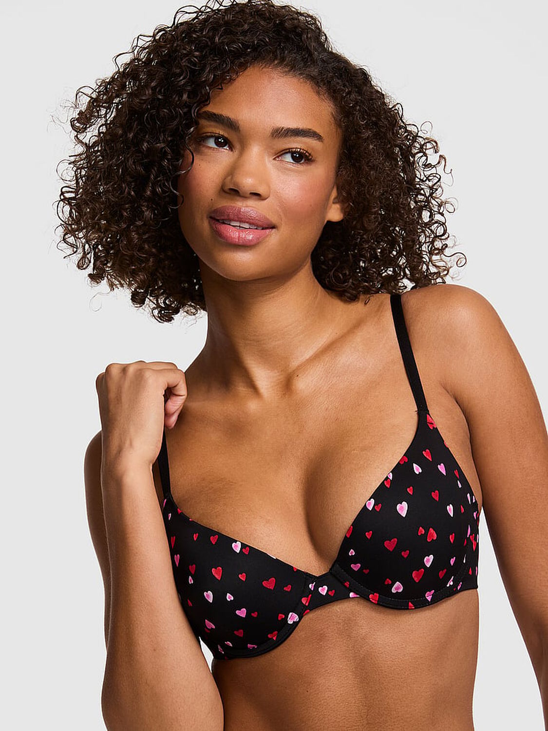 vs Pink Wear Everywhere Wear Everywhere Push-Up Bra Black Heart Print 1 of 4 