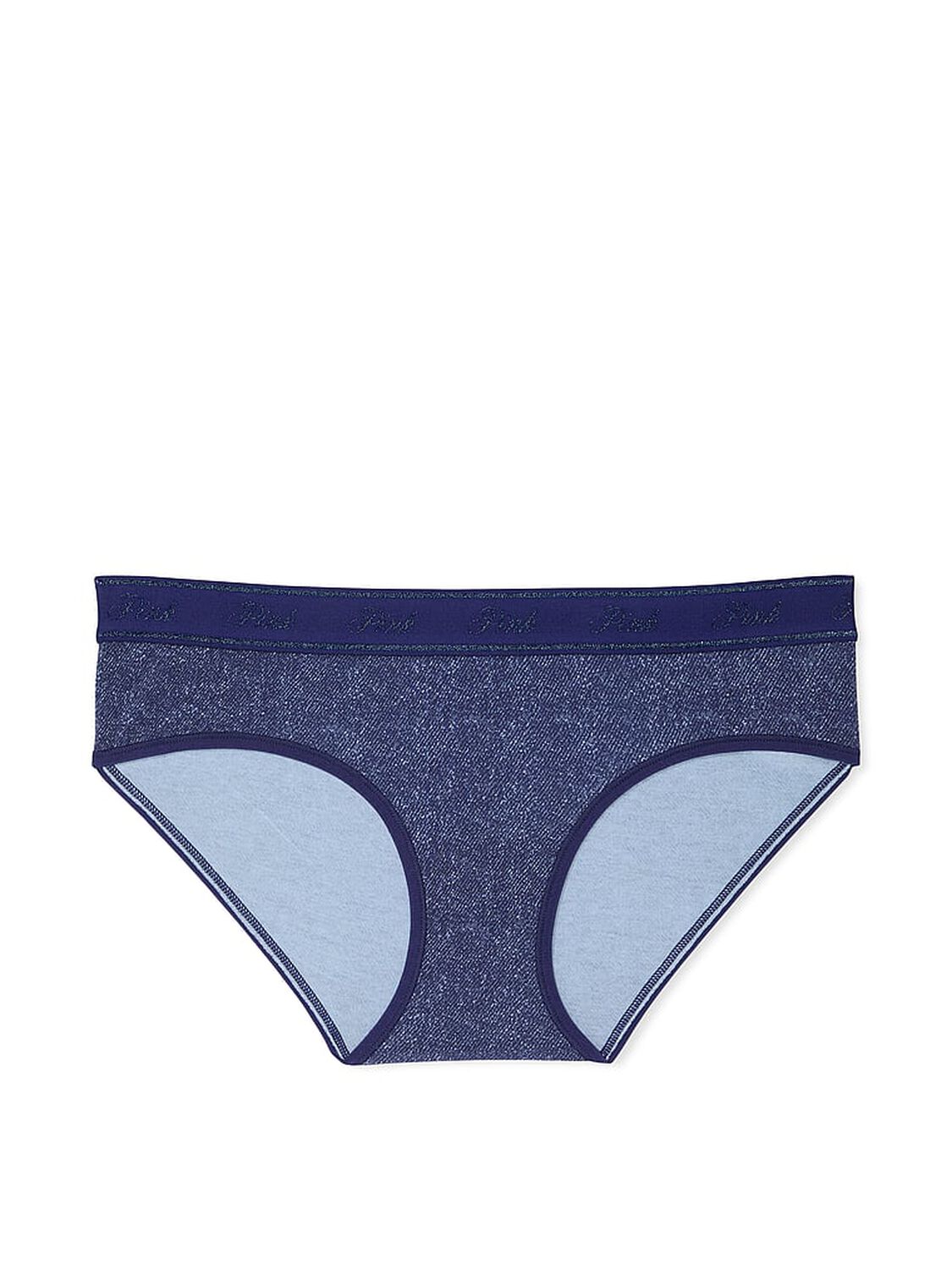 vs Pink Logo Cotton Hiphugger Panty Dark Blue Denim Wash 3 of 3 