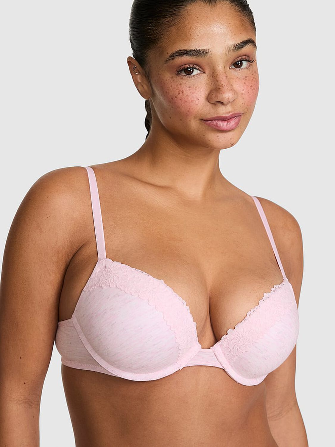 vs Pink Wear Everywhere&trade; Super Push-Up Bra Heather Petal Pink 1 of 3 
