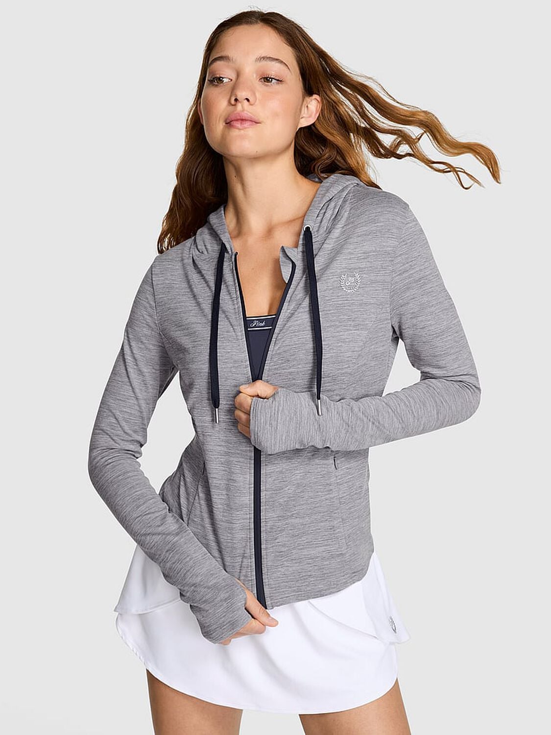 pink Pink Relay Full-Zip Hoodie Night Owl Grey Marl 1 of 3 