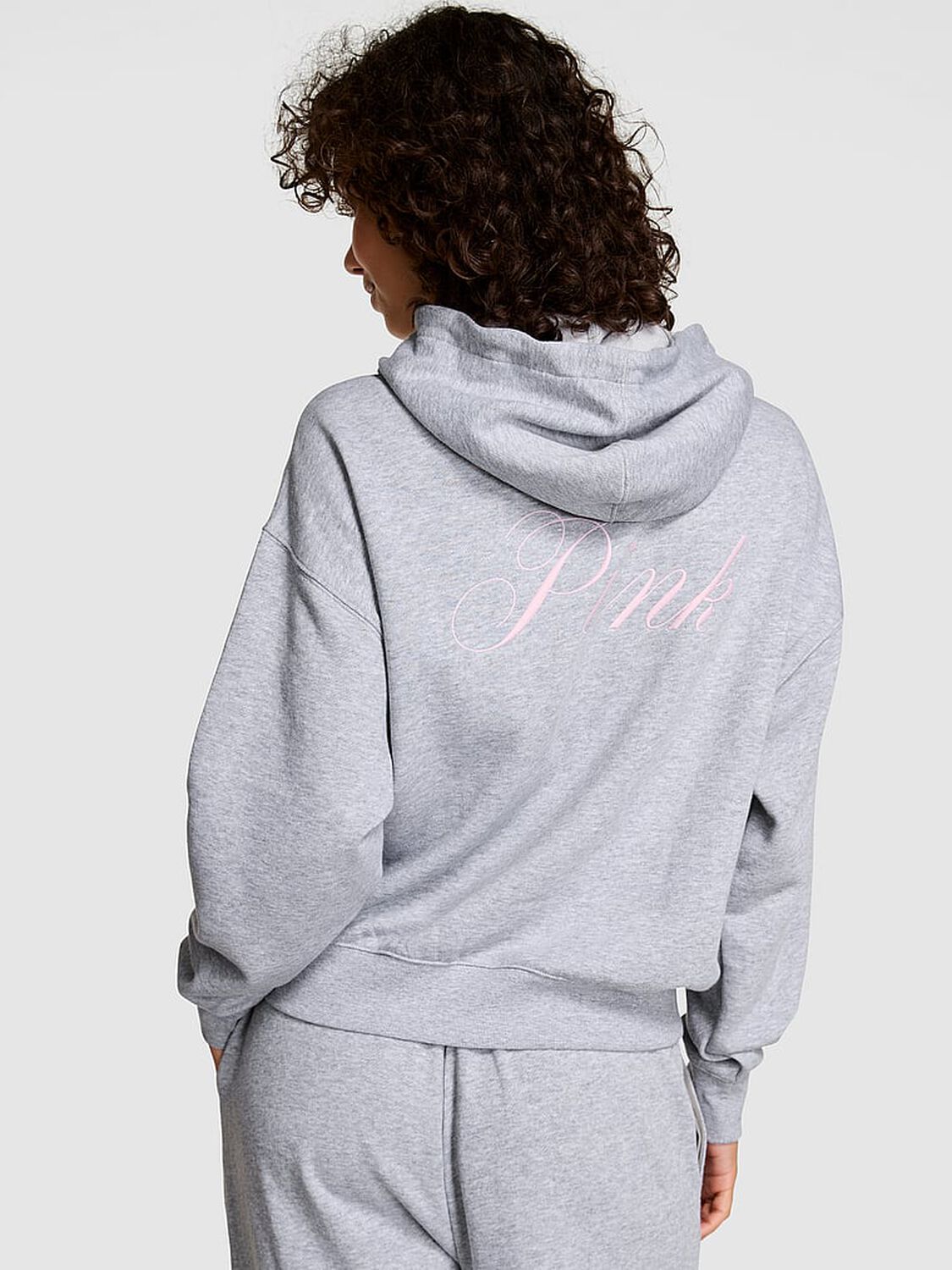 vs Pink Ivy Fleece Campus Half-Zip Hoodie Vs Medium Heather Grey Holiday 2 of 3 