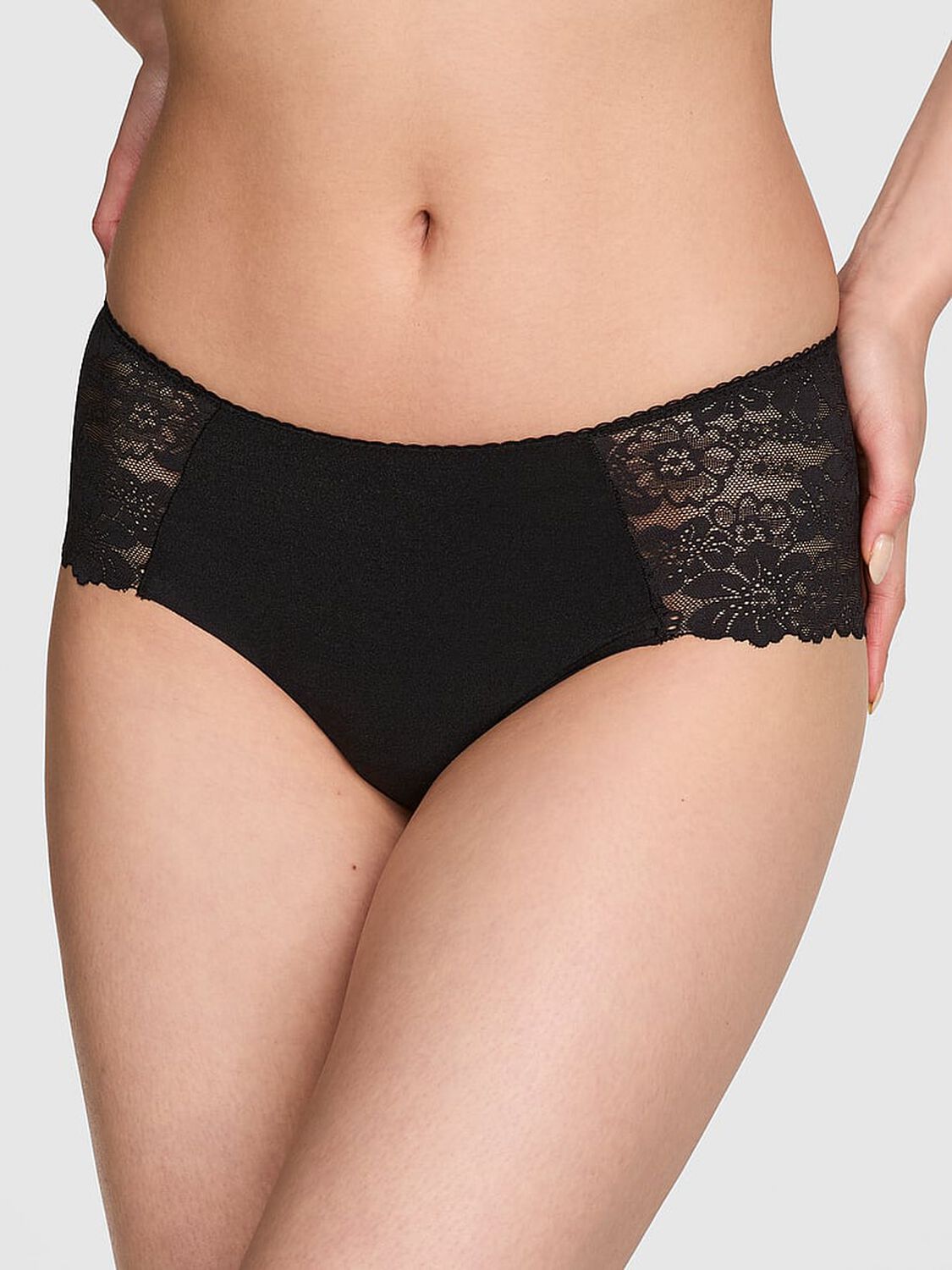 pink Pink No-Show Cheeky Panty Pure Black 1 of 3 