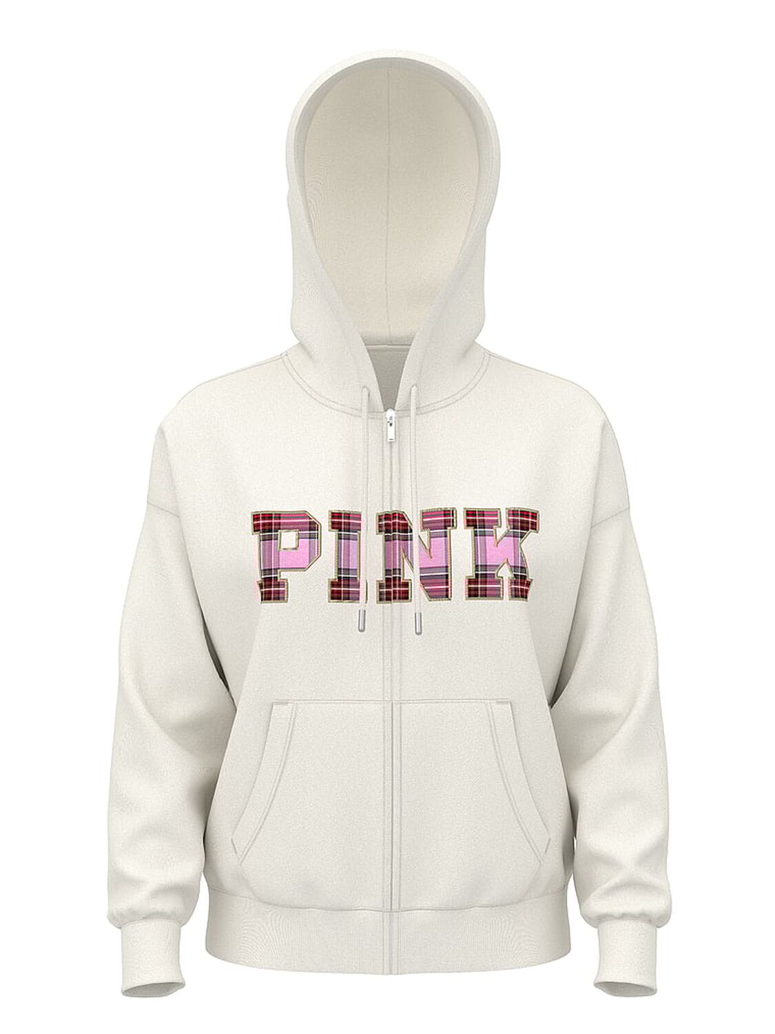 vs Pink Ivy Fleece Campus Full-Zip Hoodie Winter White Fur Lined Hood Santa'S Fave 1 of 3 