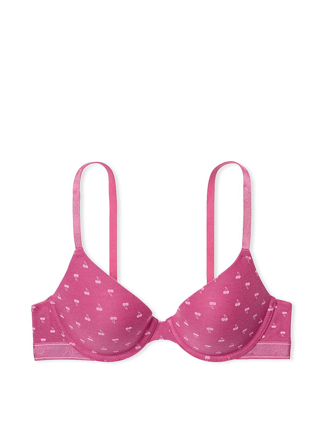 vs Pink Wear Everywhere Wear Everywhere Lightly Lined Full Coverage T-Shirt Bra Midnight Mauve Cherry Print 3 of 3 