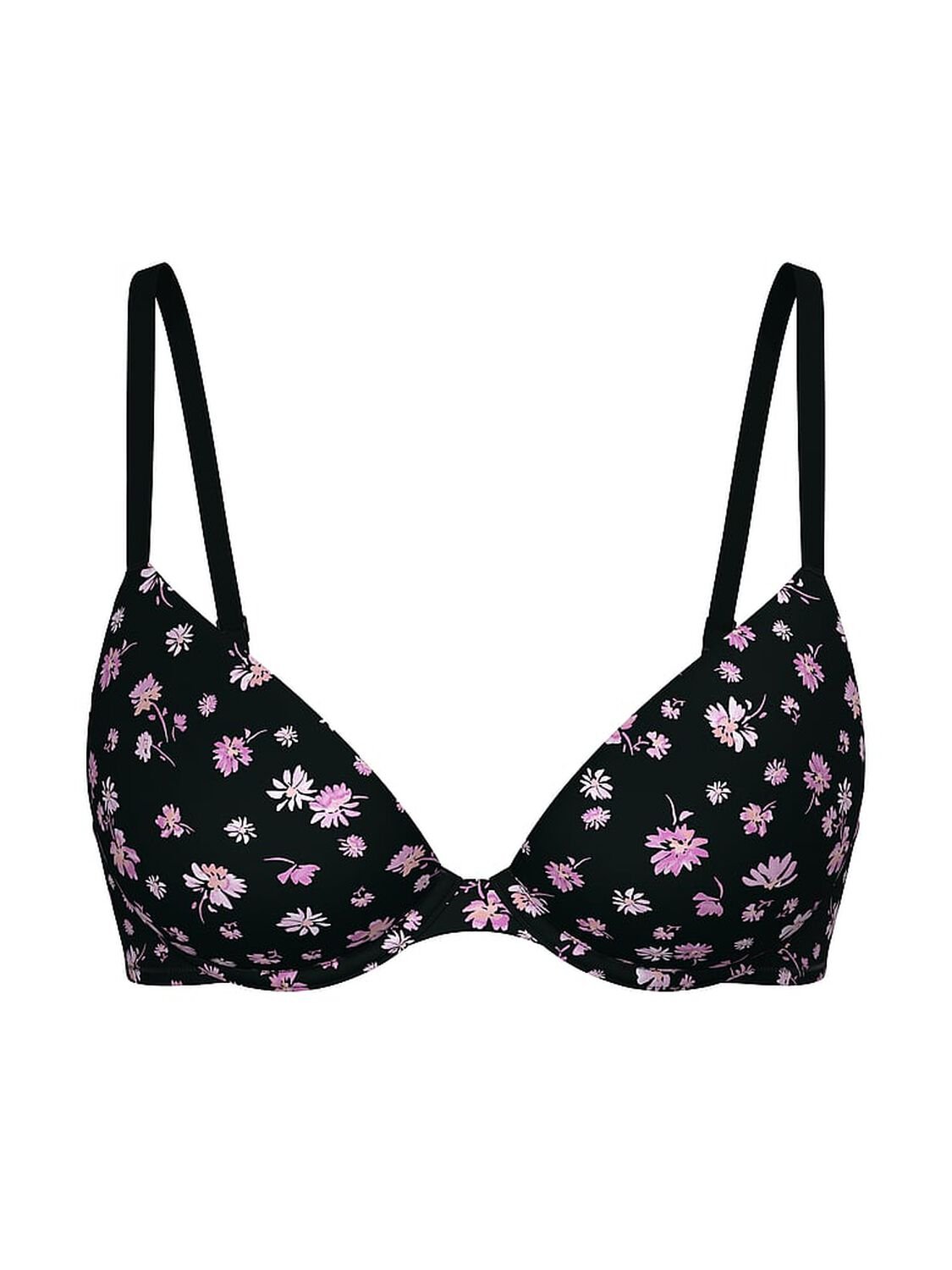 vs Pink Wear Everywhere Wear Everywhere Super Push-Up Bra Black Ground Floral Print 3 of 3 
