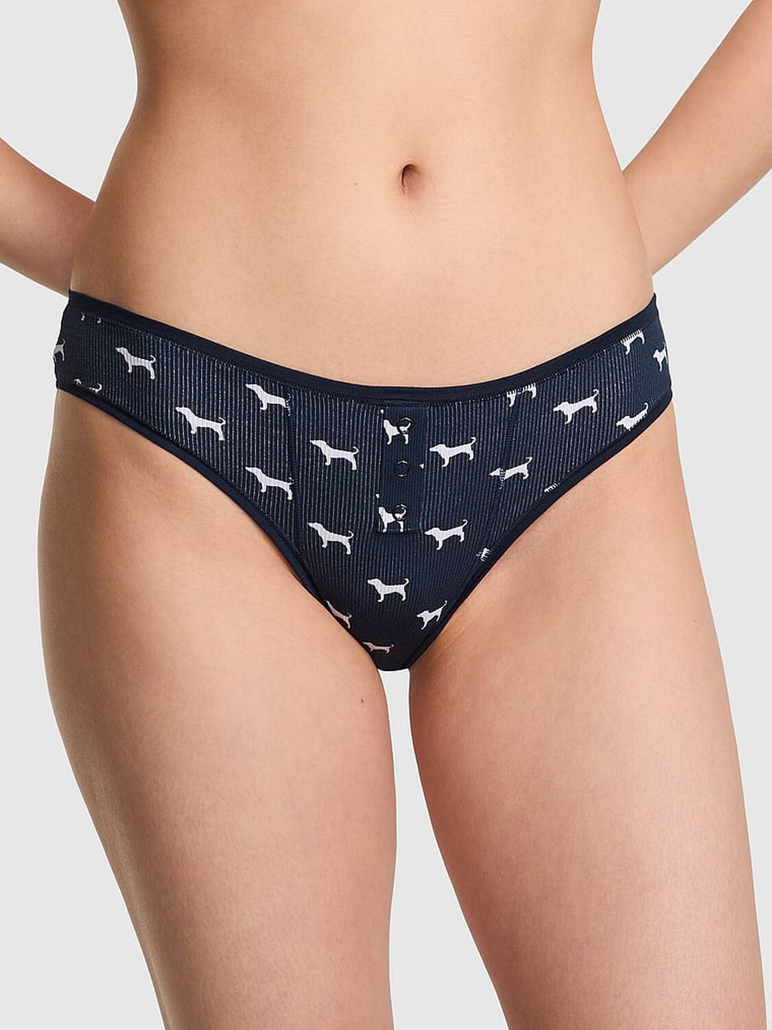 vs Pink Cotton Cheeky Panty Navy Dog Print 1 of 3 