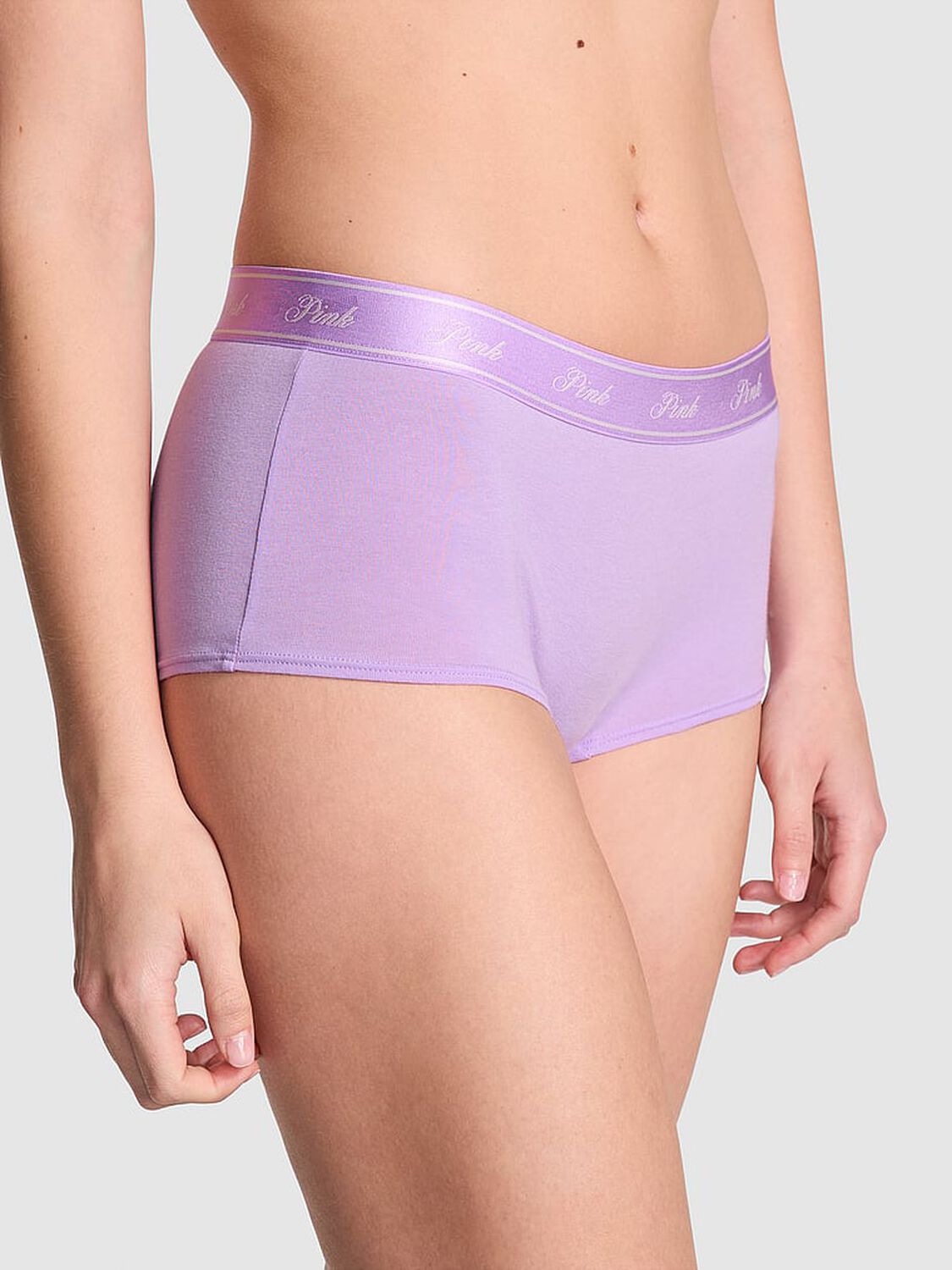 vs Pink Logo Cotton Shine Boyshort Panty Purple Petal 4 of 4 