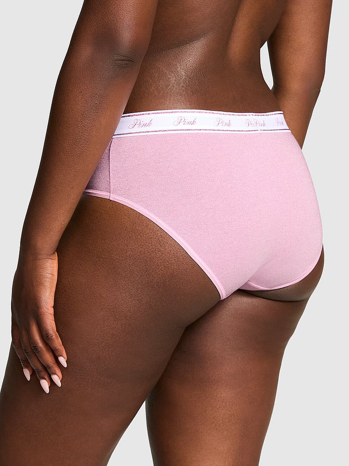 vs Pink Logo Cotton Shimmer Hiphugger Panty Petal Pink 2 of 4 