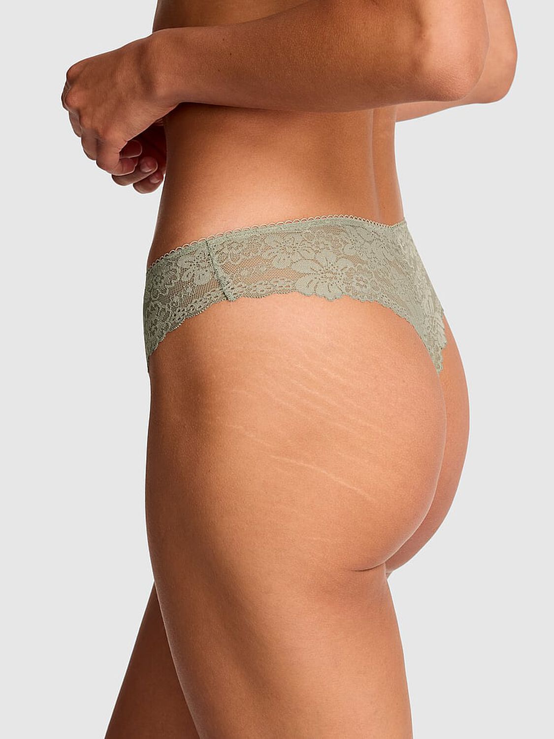 vs Pink No-Show Thong Panty Slate Green 2 of 3 