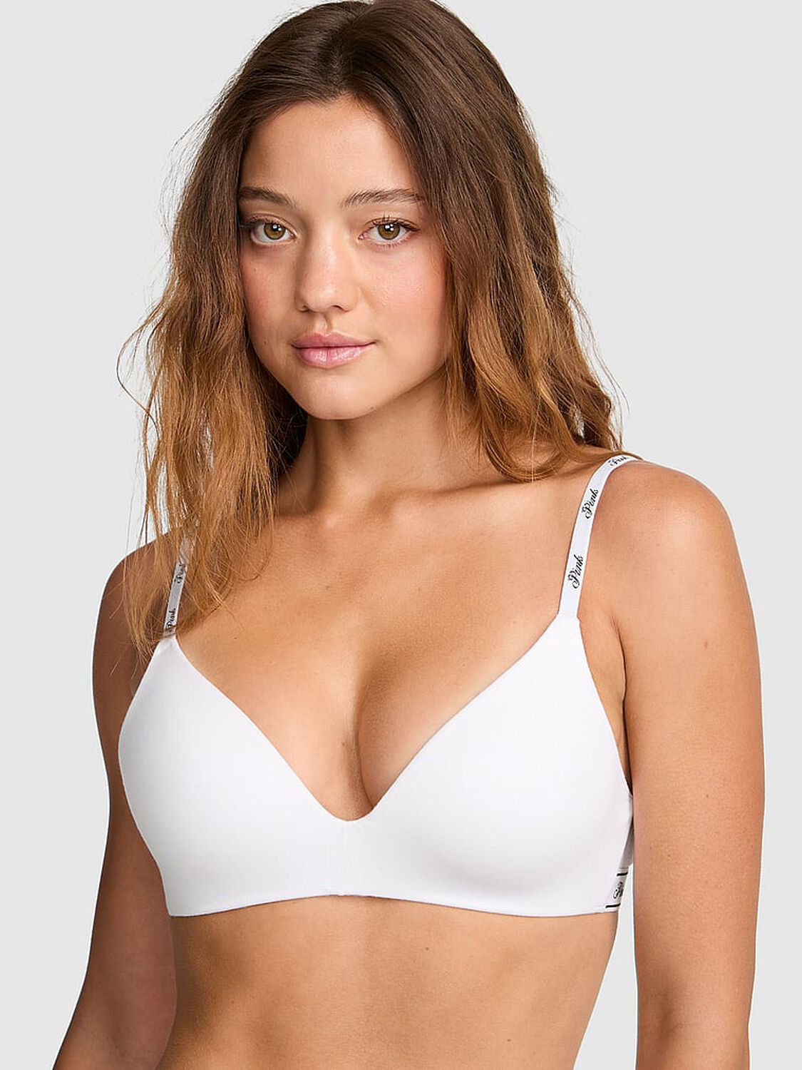 vs Pink Wear Everywhere Wear Everywhere&trade; Lightly Lined Wireless Bra White 1 of 2 
