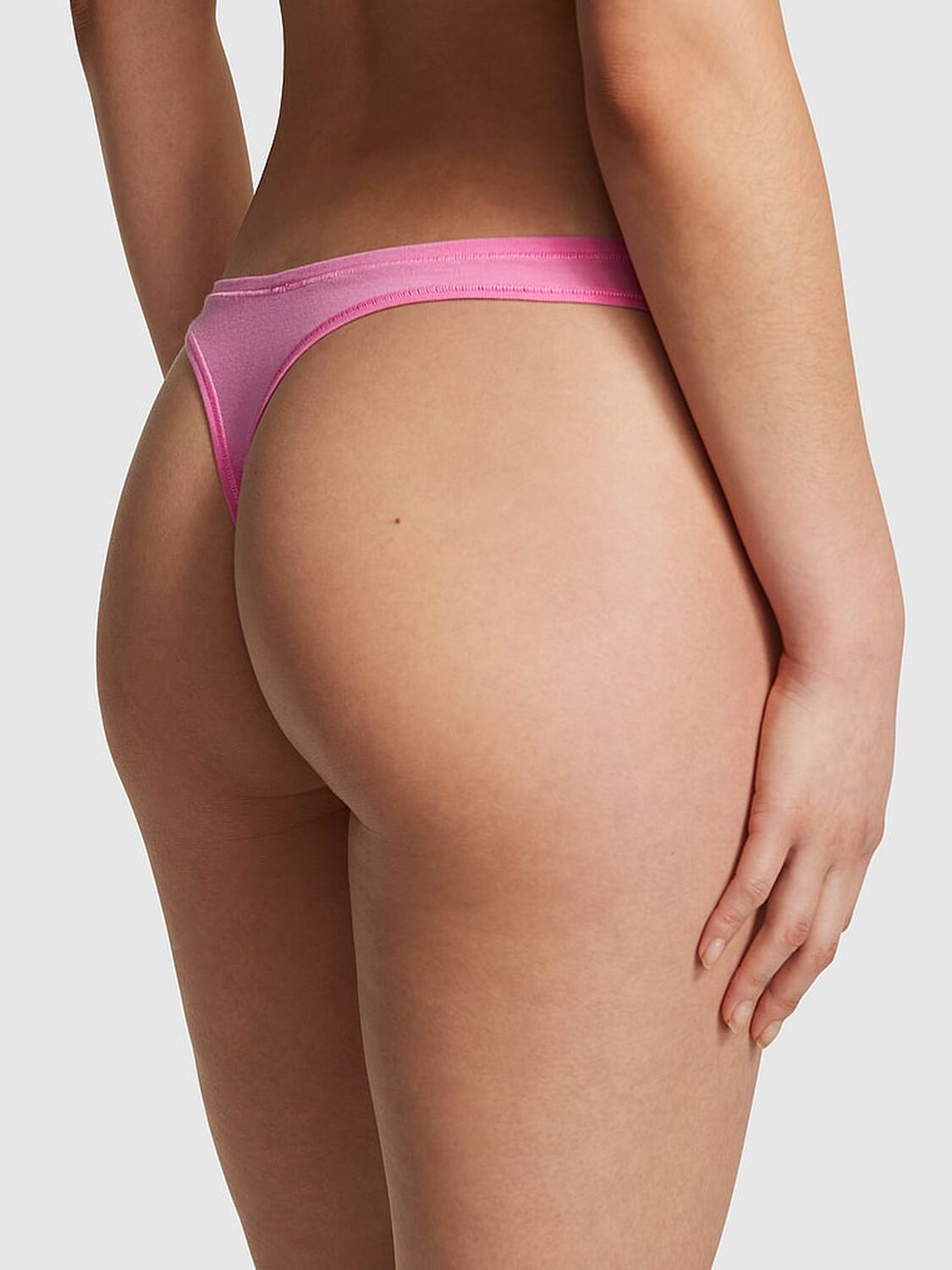 vs Pink Cotton High-Leg Thong Panty Fuchsia Pink 2 of 3 