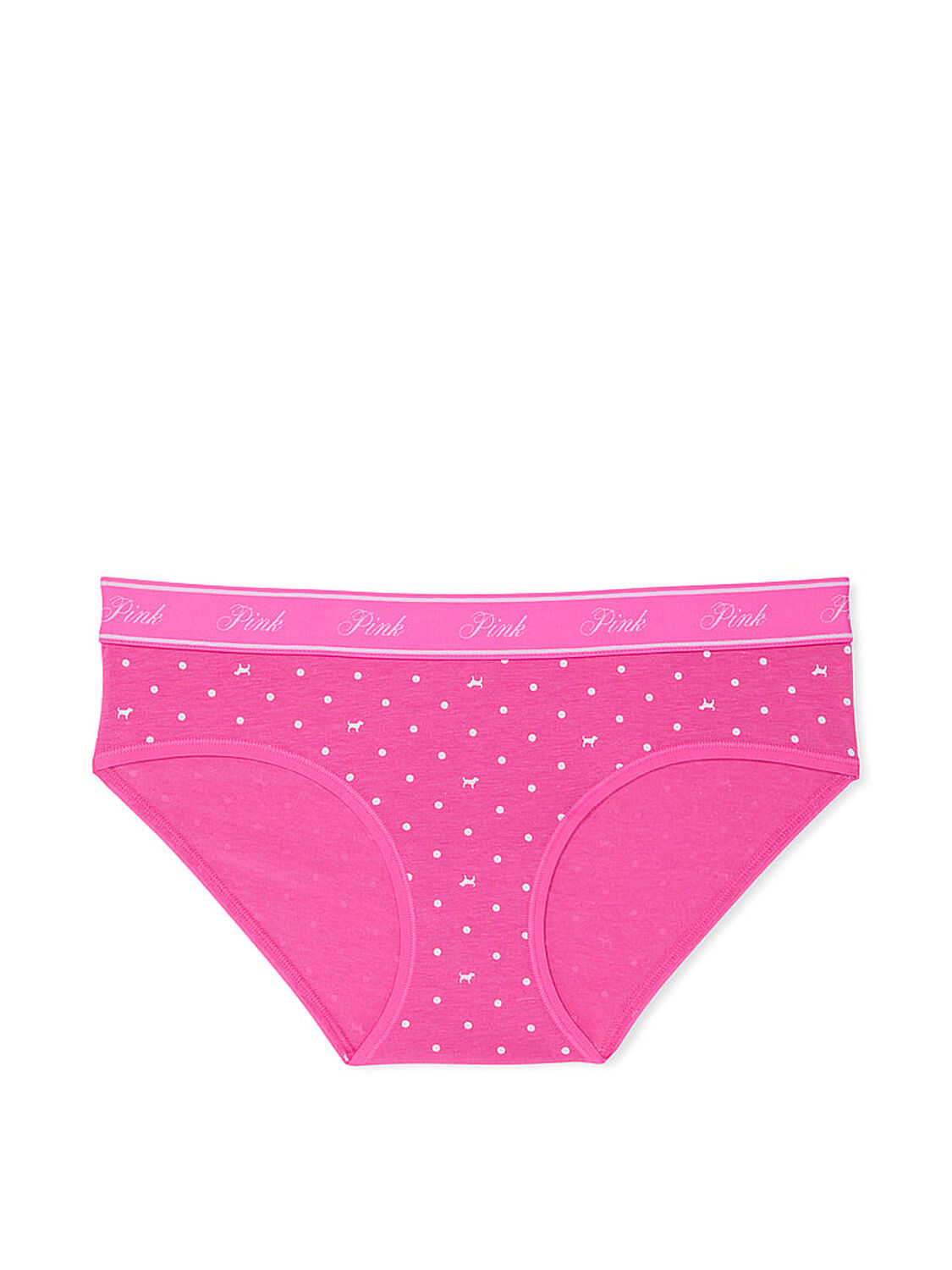 vs Pink Logo Cotton Hiphugger Panty Pink Gossip Dot Dog Print 3 of 3 