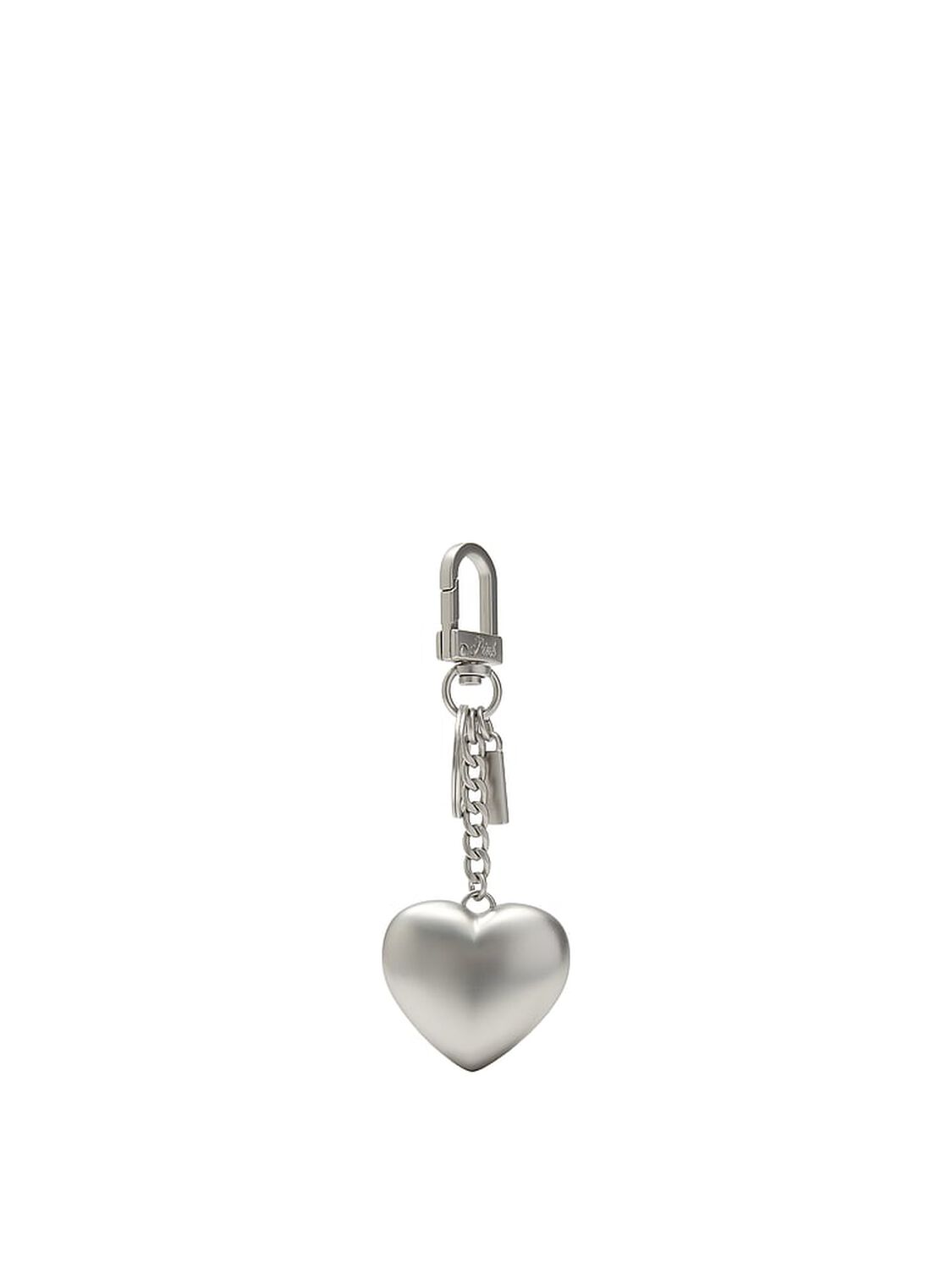pink Pink Metal Heart Keychain Charm Silver 2 of 2 