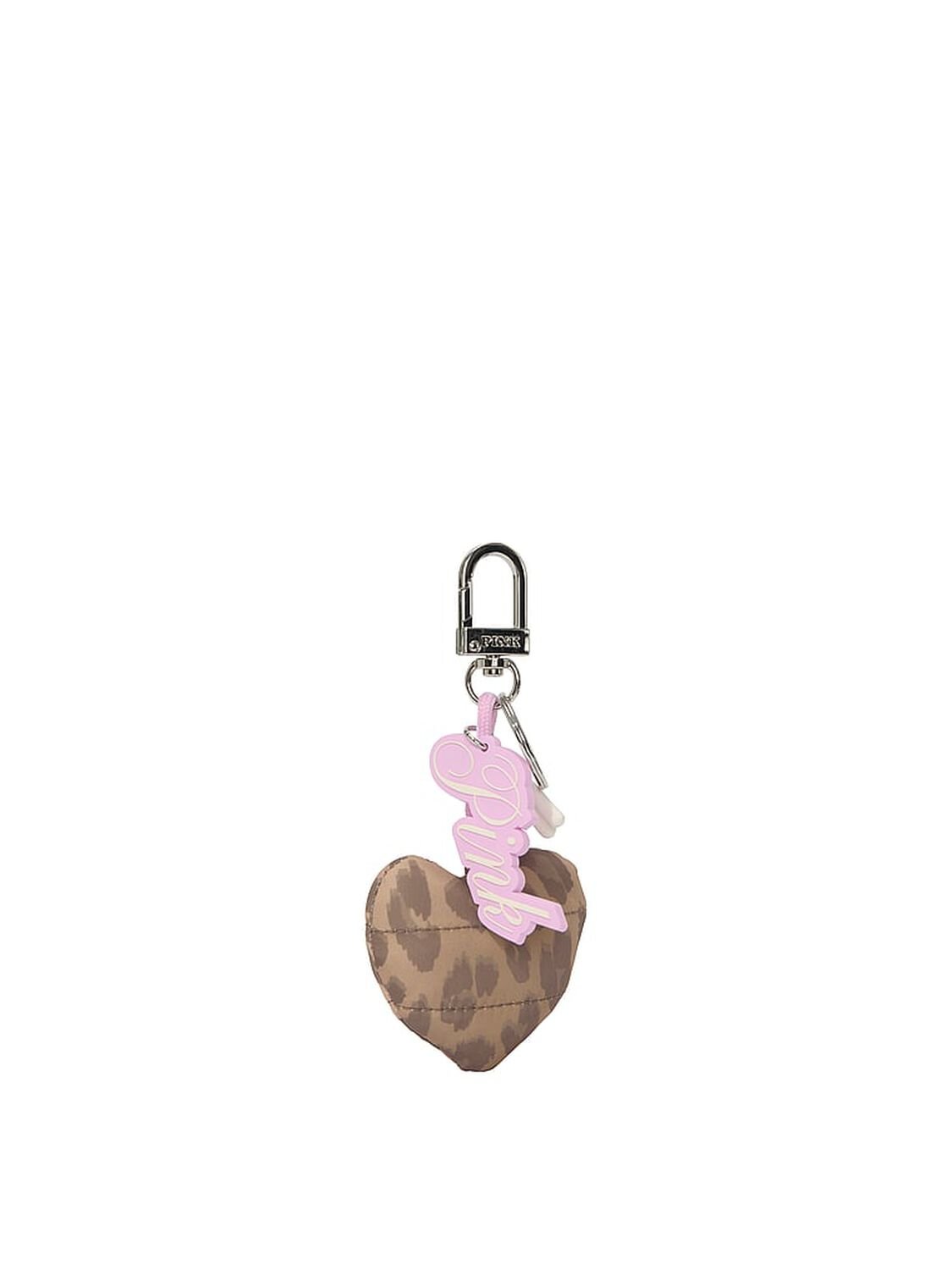 vs Pink Quilted Puffer Heart Keychain Charm Leopard Quilted Puffer 1 of 2 