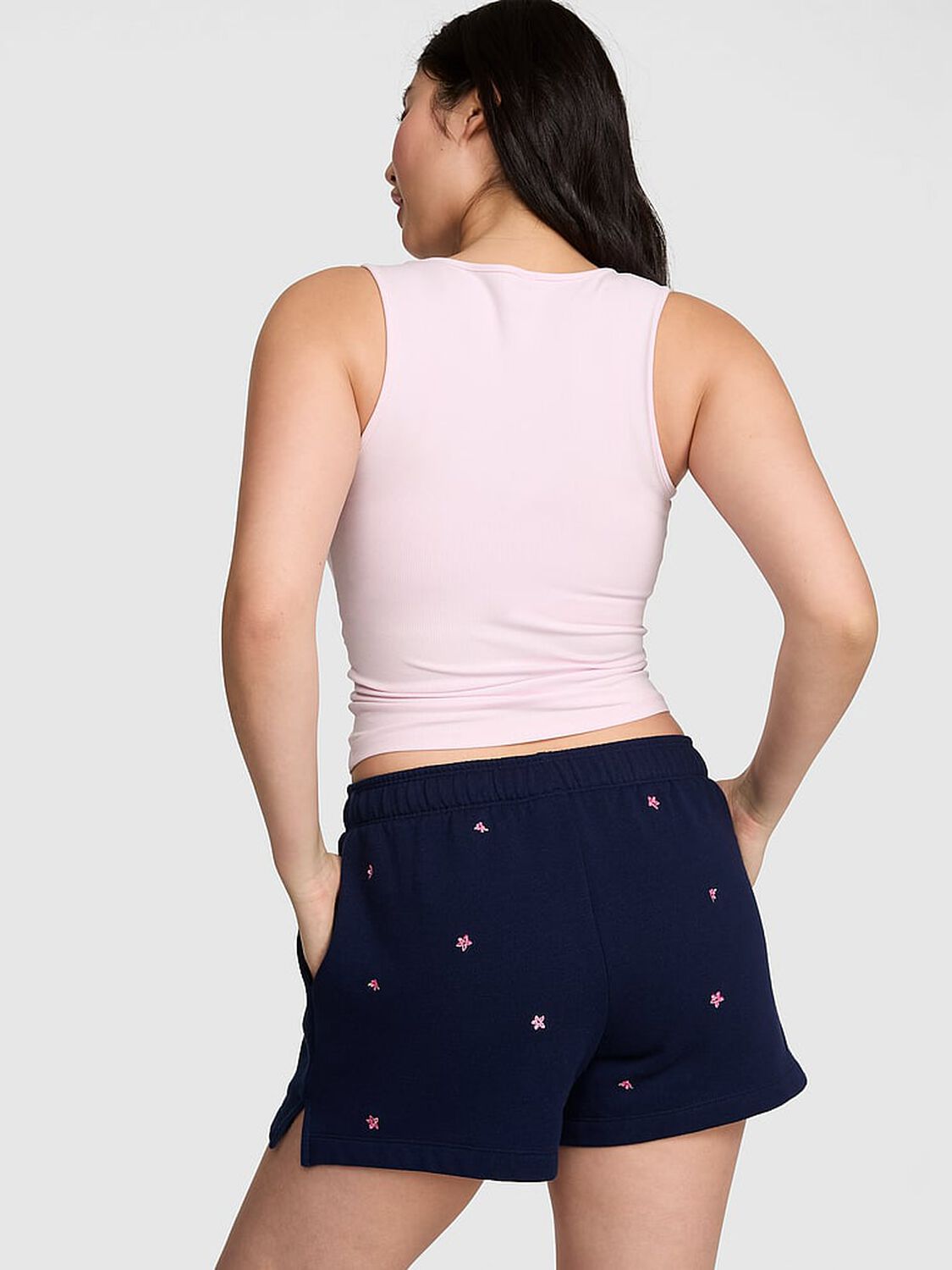 vs Pink Campus Fleece&trade; Roll-Down Shorts Noir Navy Boho 2 of 3 