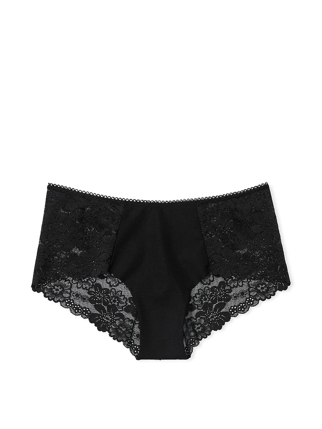 vs Pink No-Show Cheeky Panty Pure Black Lace Trim 3 of 3 