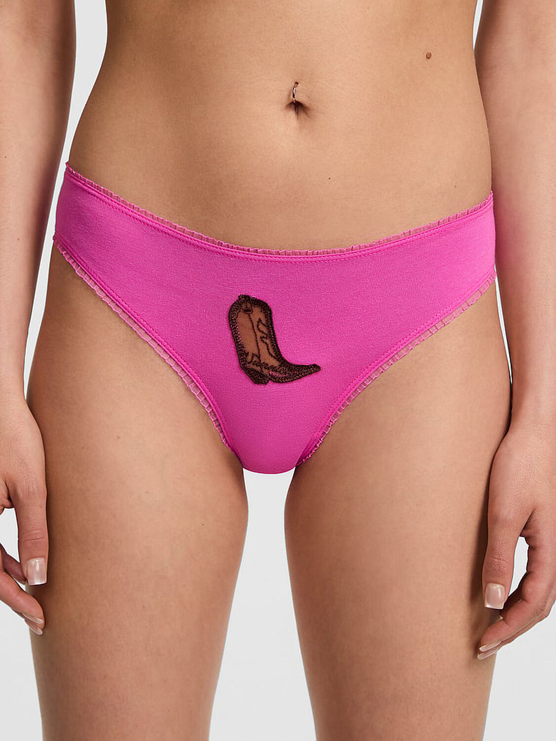 vs Pink Cotton Cheeky Panty Pink With Boot Patch 1 of 3 