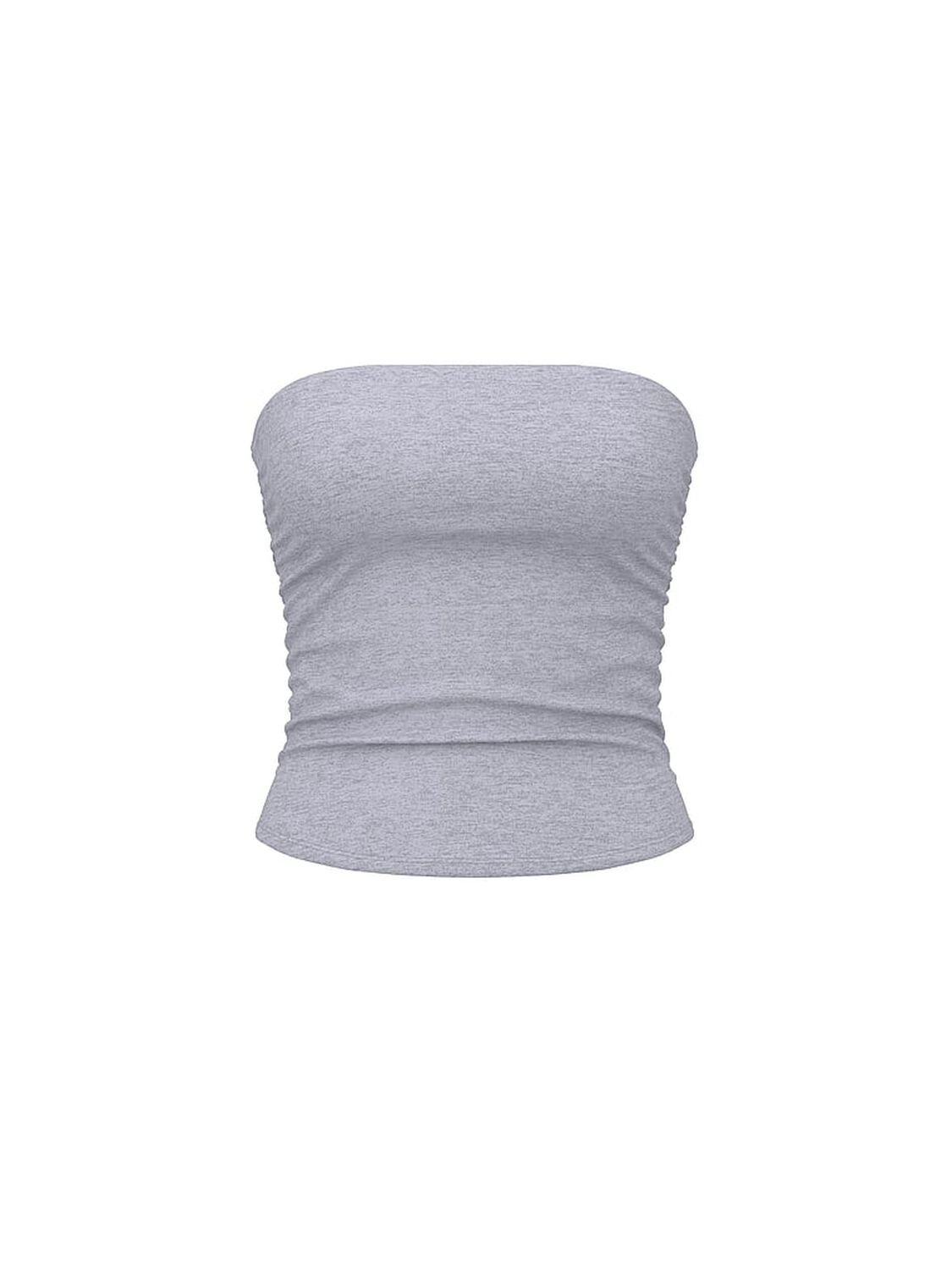 vs Pink All-Day Cotton&trade; Side-Ruched Tube Top Medium Heather Grey 3 of 3 