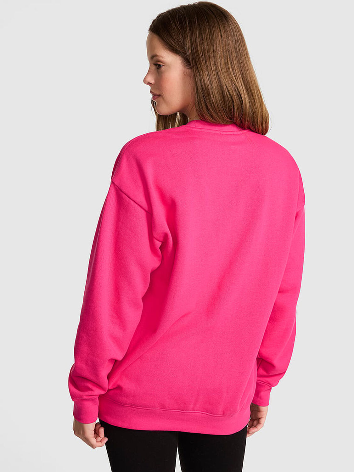 vs Pink Campus Fleece&trade; Oversized Crew Sweatshirt Hot Stuff 2 of 3 