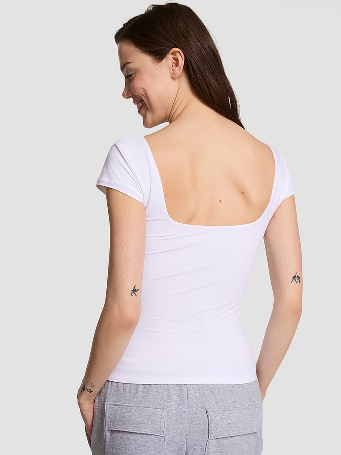 vs Pink Base Stretch Cap-Sleeve Tee Vs White 2 of 2 