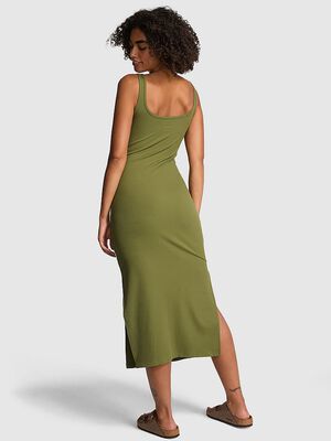All-Day Soft Ribbed Bodycon Midi Dress