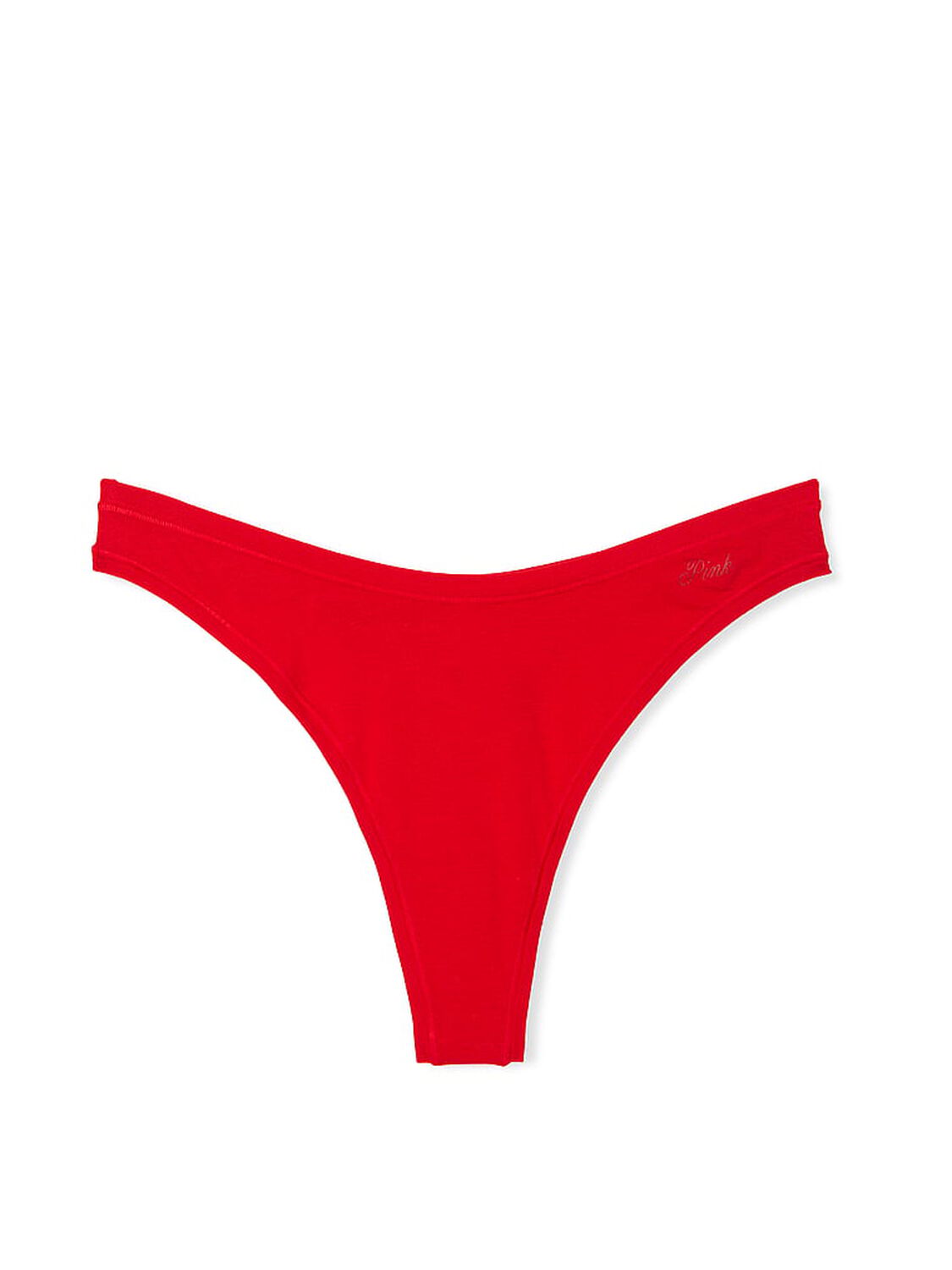 vs Pink Cotton High-Leg Thong Panty Bright Vermillion 3 of 3 