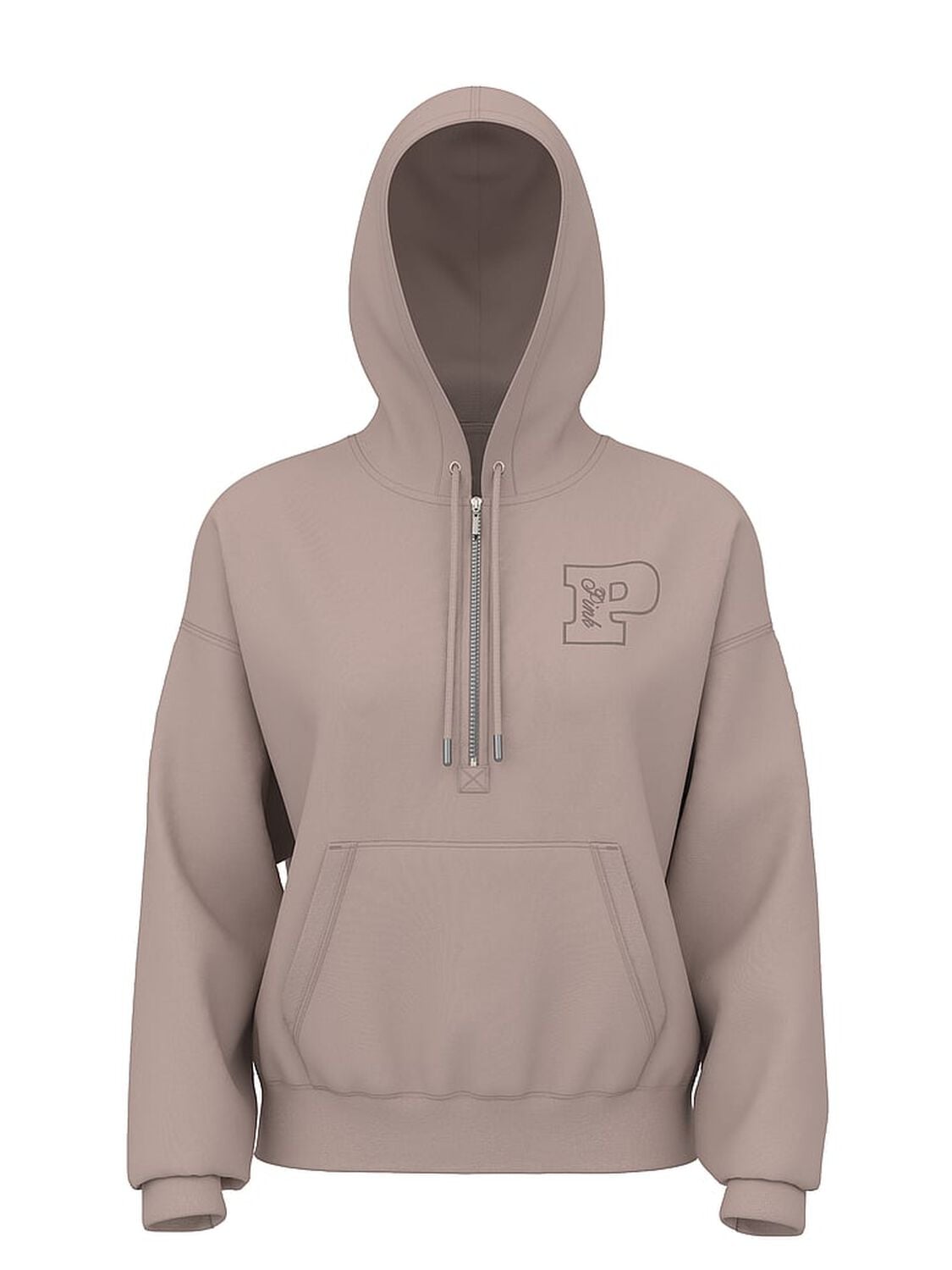 vs Pink Ivy Fleece Campus Half-Zip Hoodie Iced Coffee 1 of 2 