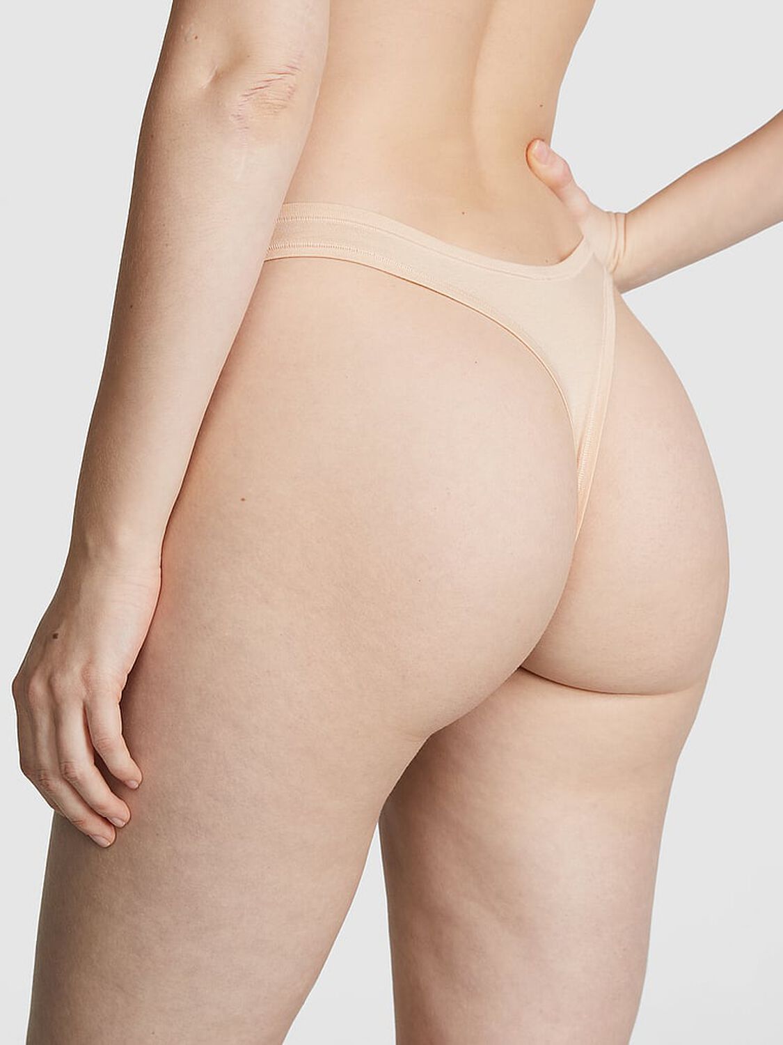 vs Pink Cotton High-Leg Thong Panty Marzipan 2 of 3 