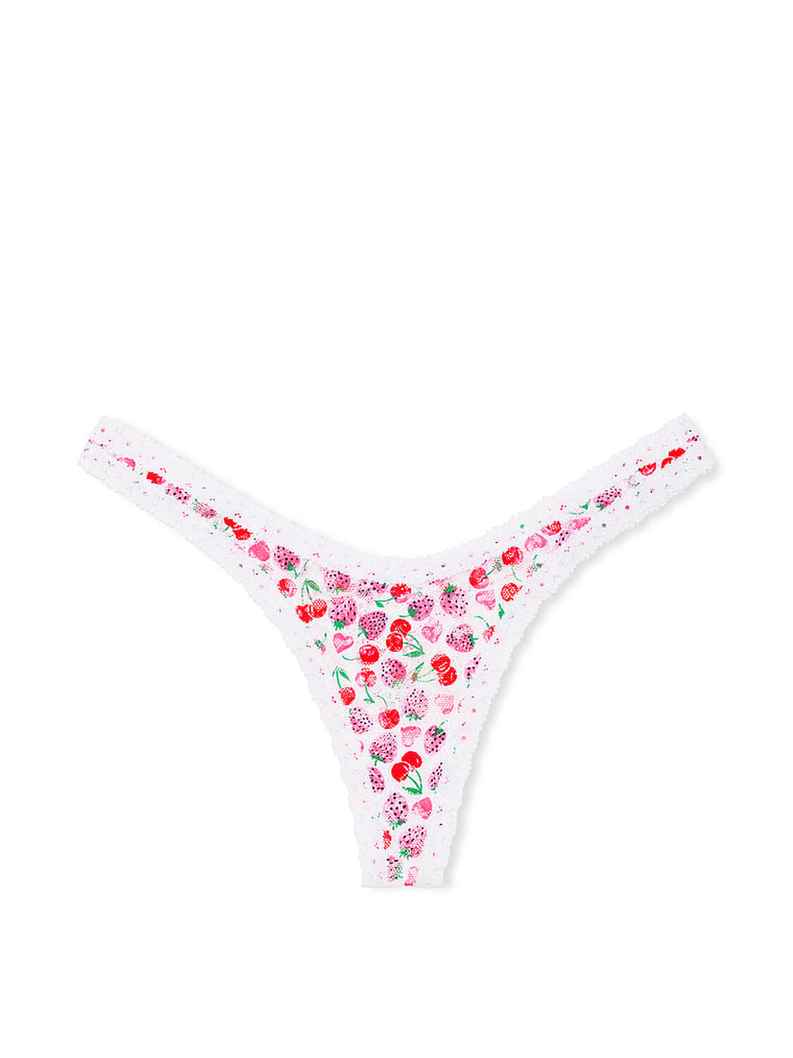 vs Pink Wink Micro Thong Panty White Cherry Heart Print 3 of 4 