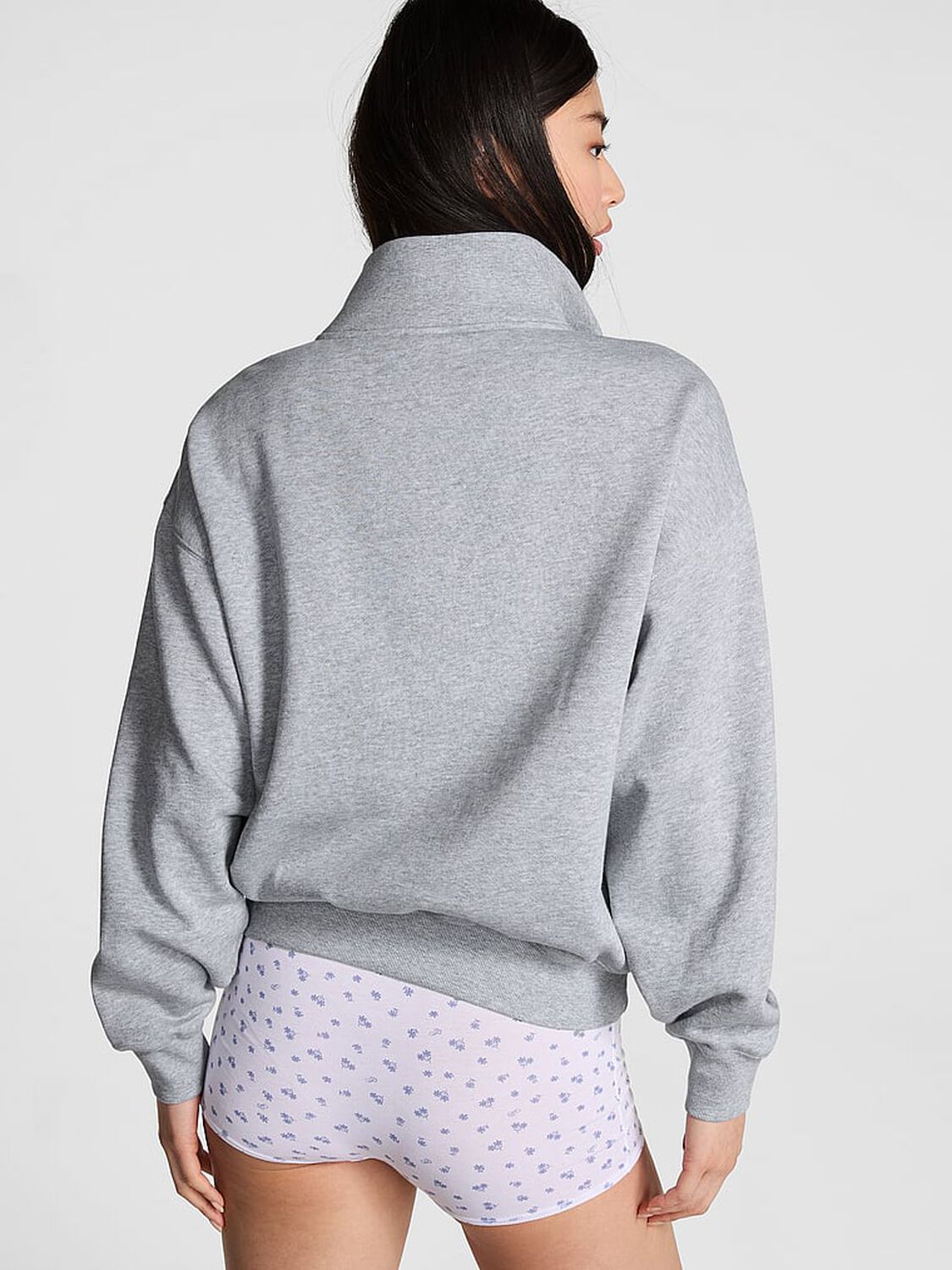 vs Pink Ivy Fleece Quarter-Zip Sweatshirt Medium Heather Grey 1 of 3 