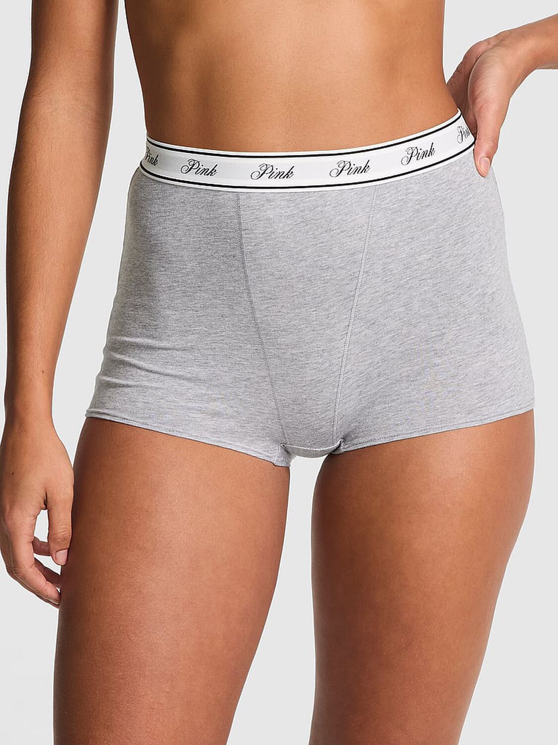 vs Pink Logo Cotton High-Waist Boyshort Panty 1 of 3 