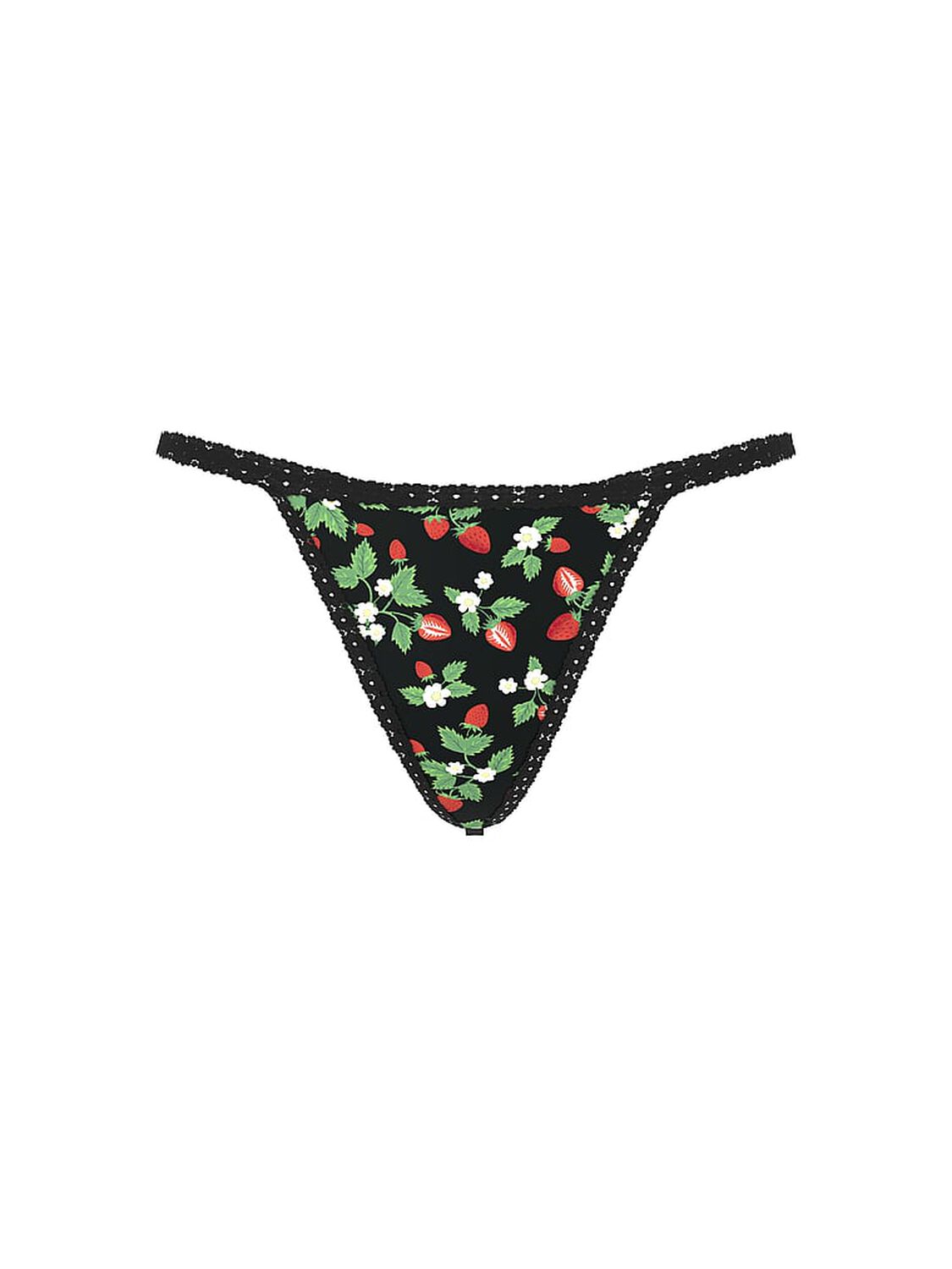 vs Pink Cotton V-String Panty Black Strawberry Print 2 of 2 