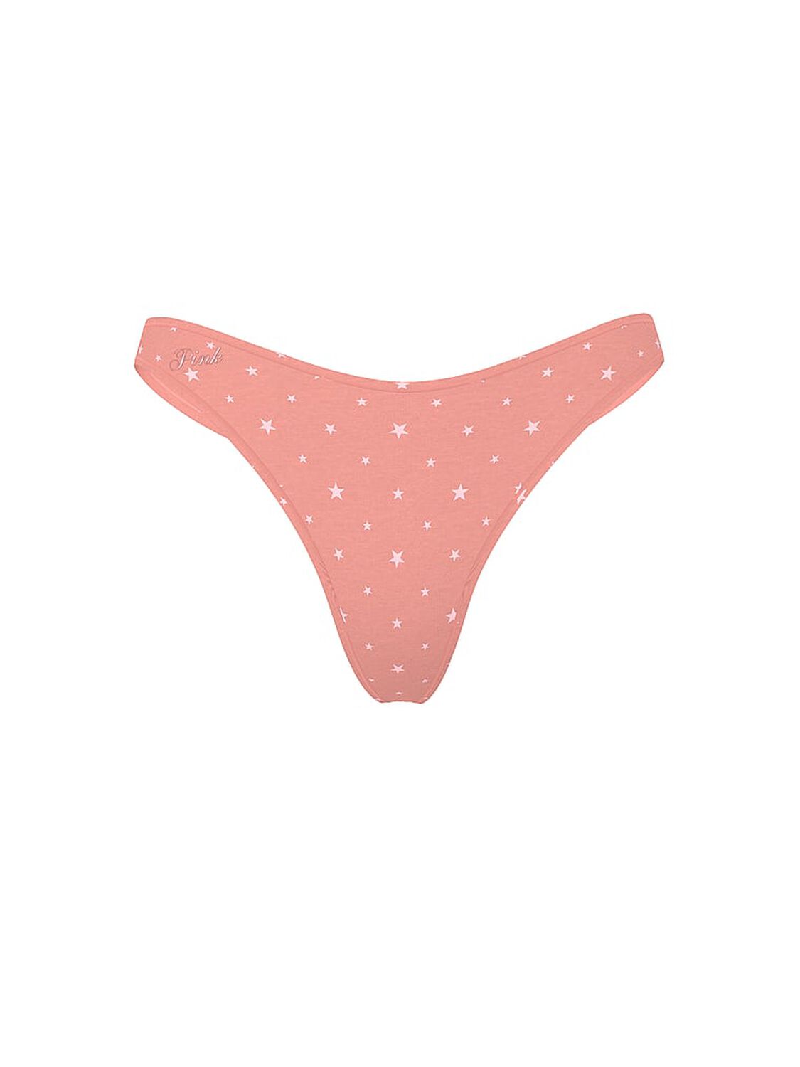vs Pink Cotton High-Leg Thong Panty Orange Hills Star Print 3 of 3 