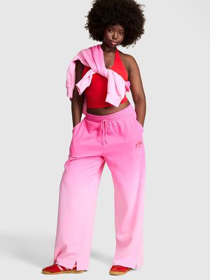 Ivy Fleece Wide-Leg Split-Hem Sweatpants