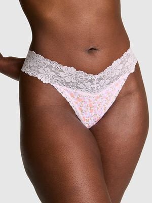 PINK Wink&trade; Lace-Trim Thong Panty