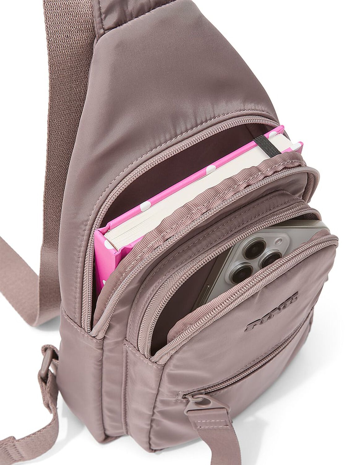 vs Pink Nylon Sling Backpack Iced Coffee 4 of 4 